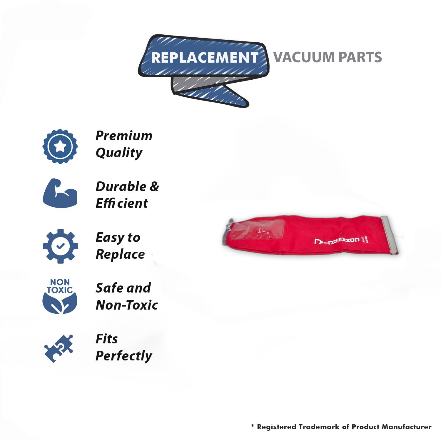 Topvacuumparts Dual Purpose 2 Cloth Bag with Slide for Replacement Part for Eureka Sanitaire Upright Vacuum Cleaner # compare to part 534161