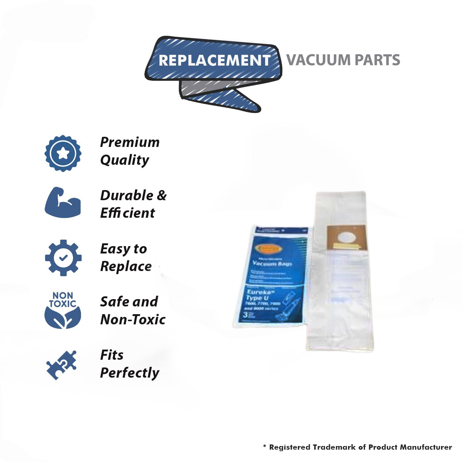 Topvacuumparts [6] Replacement Part For Eureka U Bravo Vacuum Bags, Bravo II, Direct Air, World Vac, White Westinghouse Vacuum # Part 54310C-6