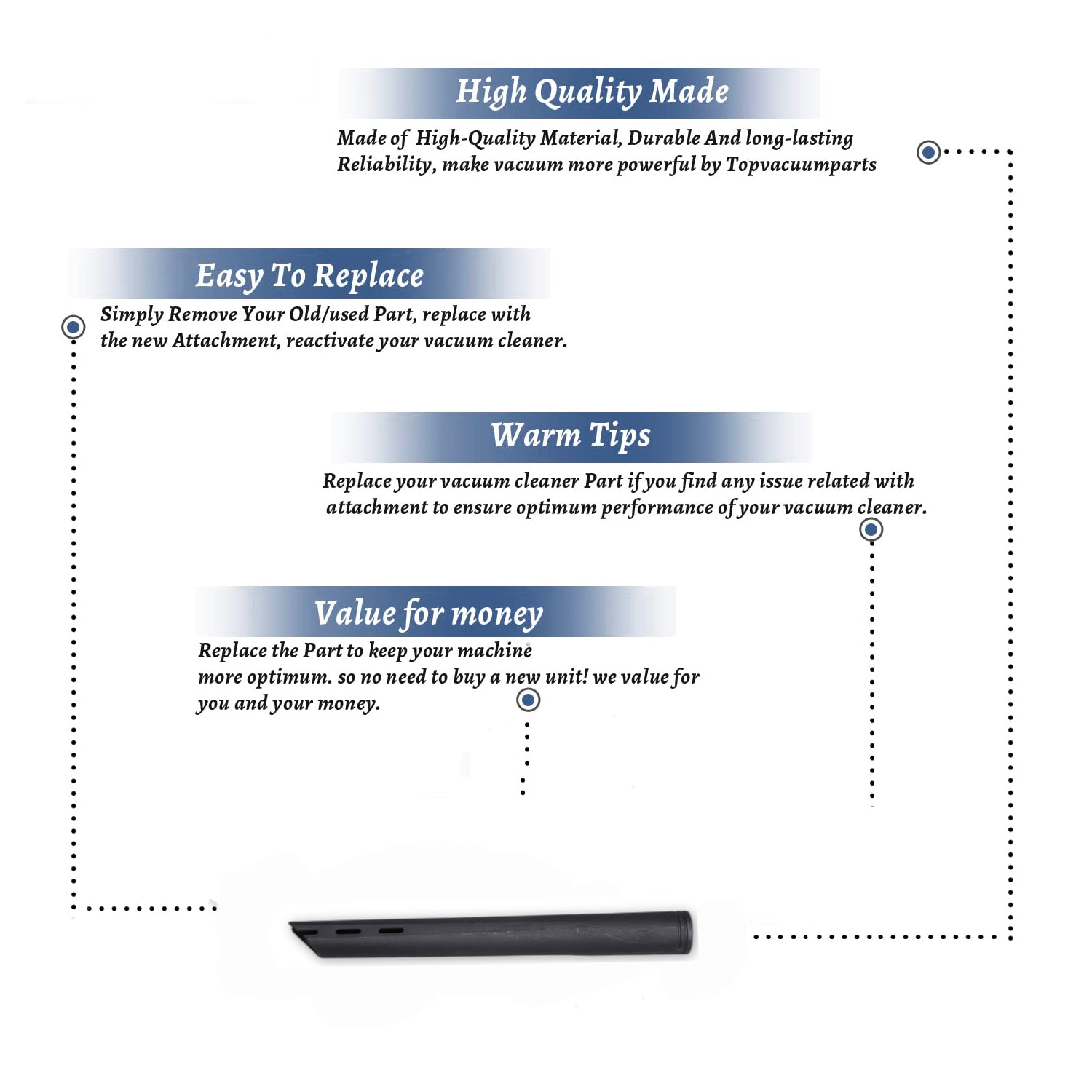 Topvacuumparts Replacement Part For Fit All, Residential Vacuum Black 13Inch, 2 Crevice Tool # compare to part 34817-125