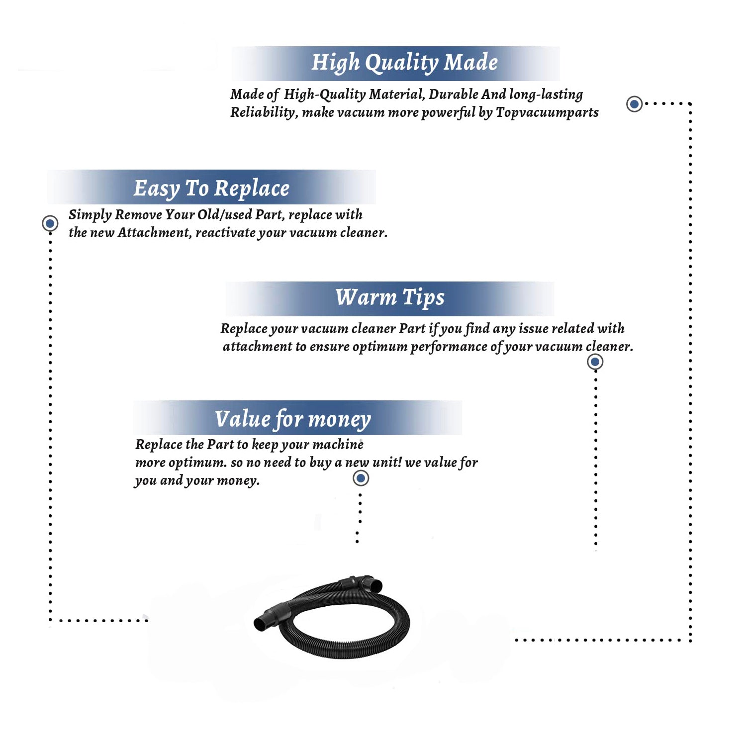 Topvacuumparts Replacement Part For Proteam Aviation Back Pack Vacuum Cleaner 11/4 Hose # compare to part 103237
