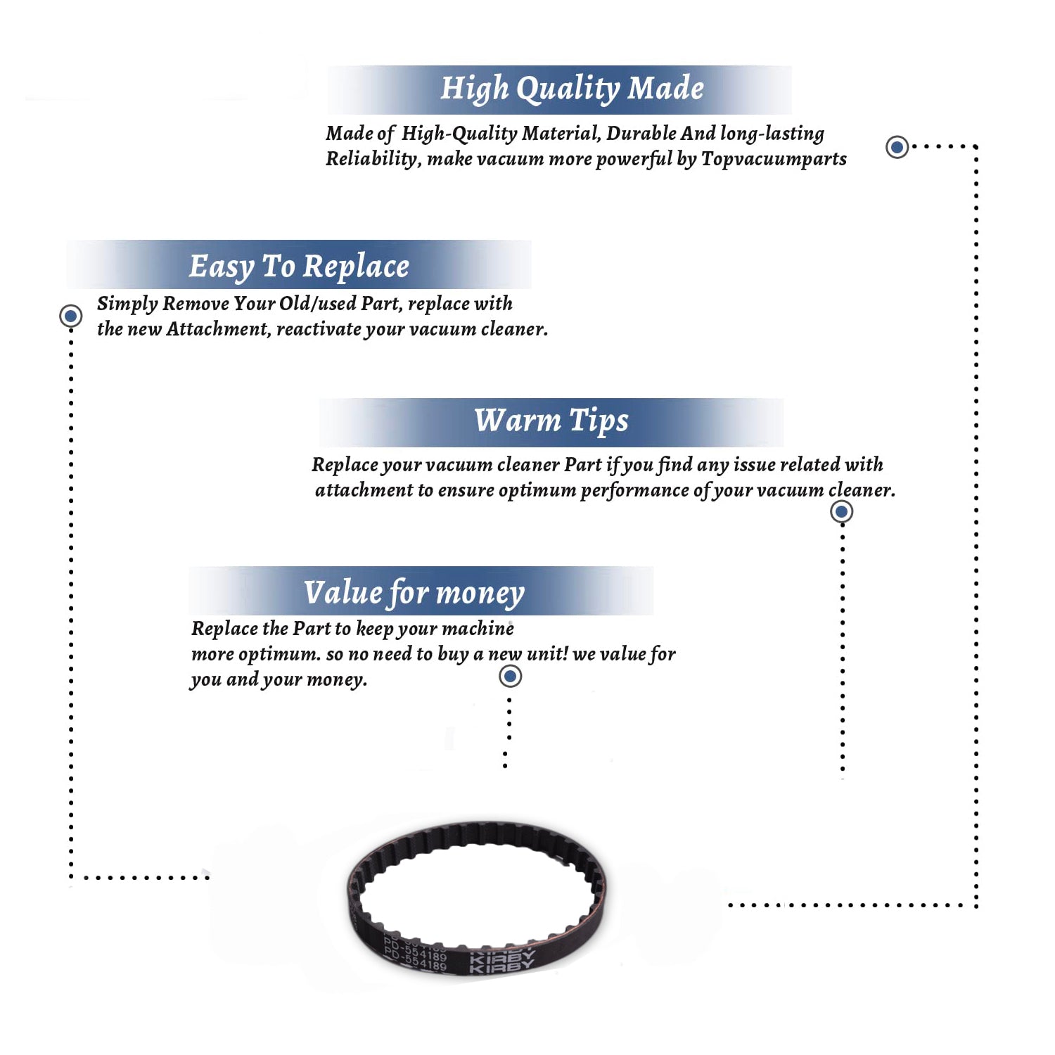 Topvacuumparts Replacement Part for Kirby, Primary Drive Geared Belt 3# Compare to Part 554189S