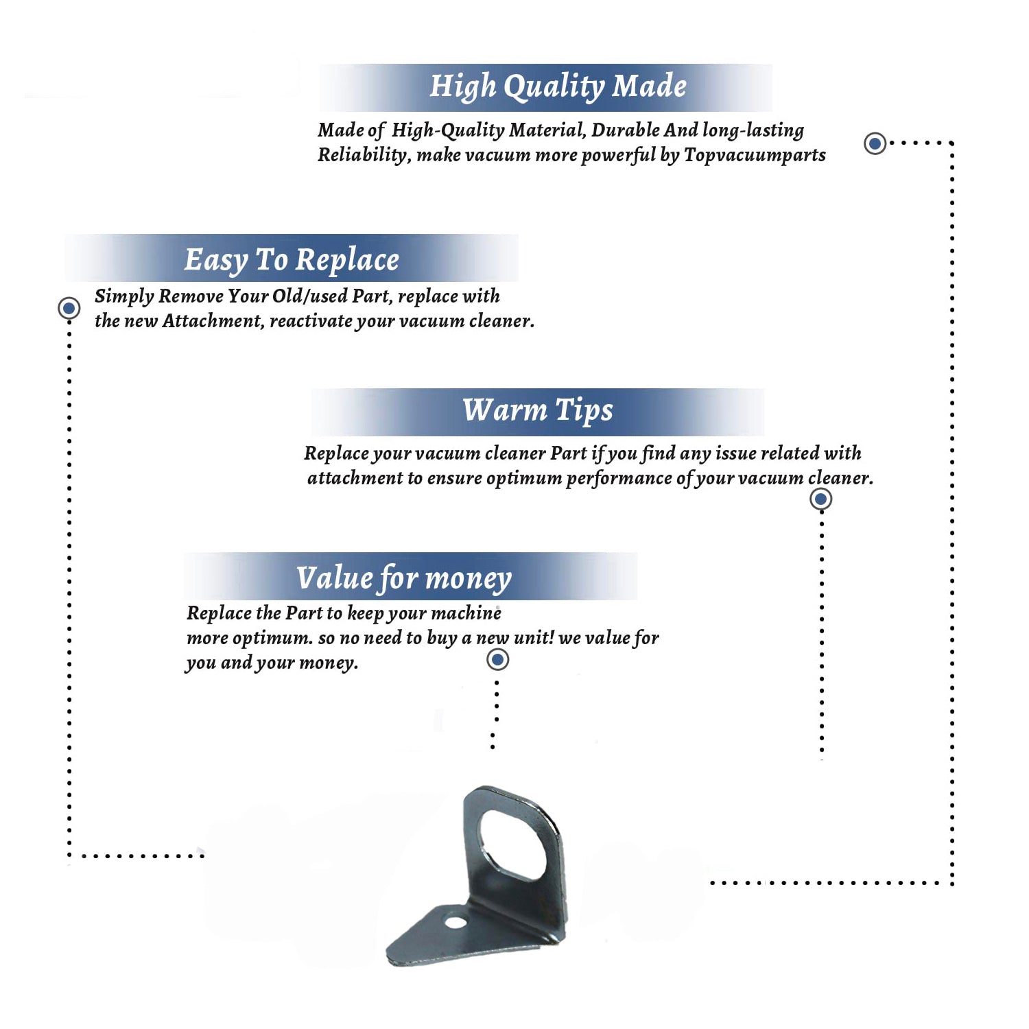 Topvacuumparts Replacement Part For Eureka C2000/C4000 Series Vacuum Cleaner Metal Bushing Bracket # compare to part 382181