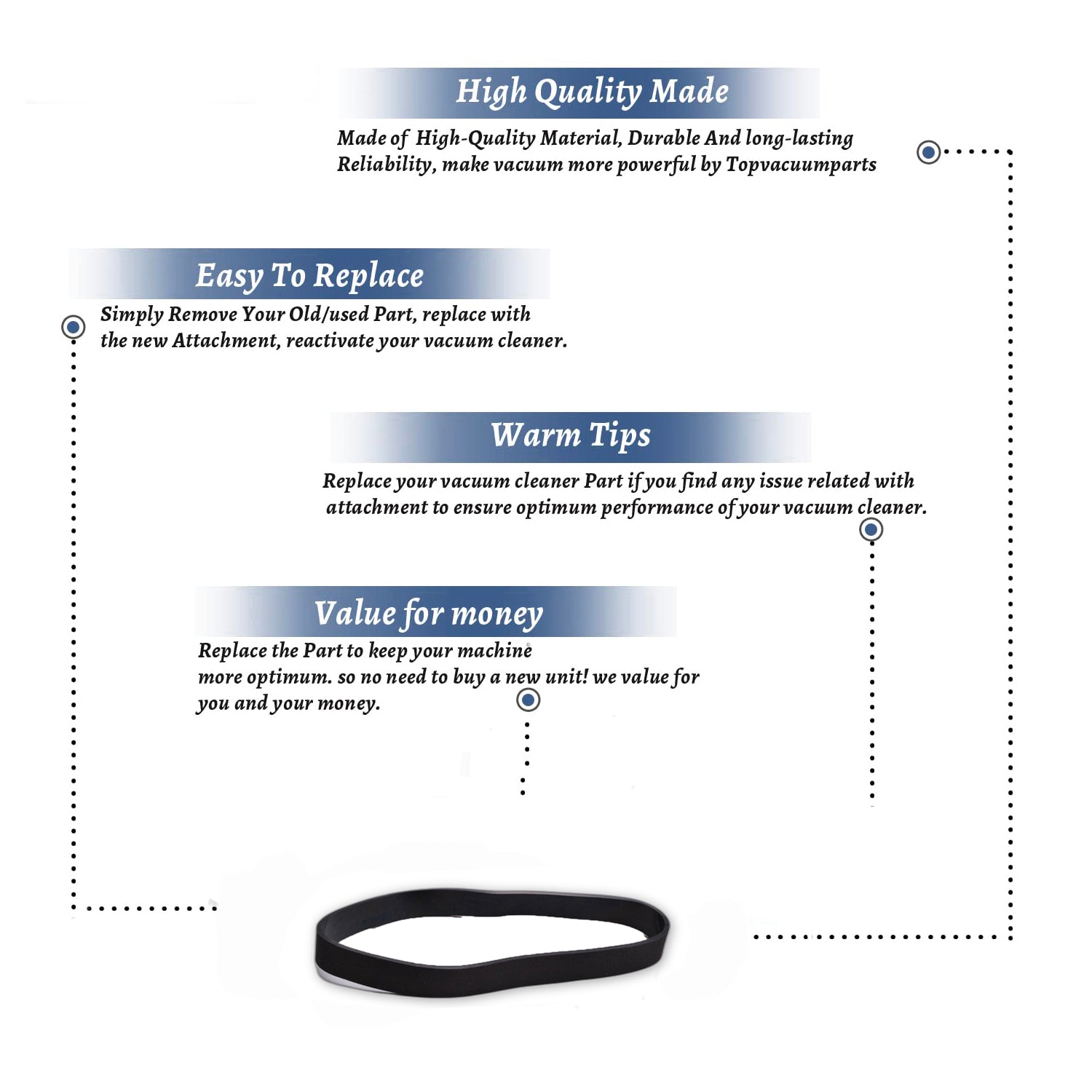 Topvacuumparts (2) Replacement Part for Riccar Vacuum Cleaner Belts (2 Pack) # Compare to Part 9.104