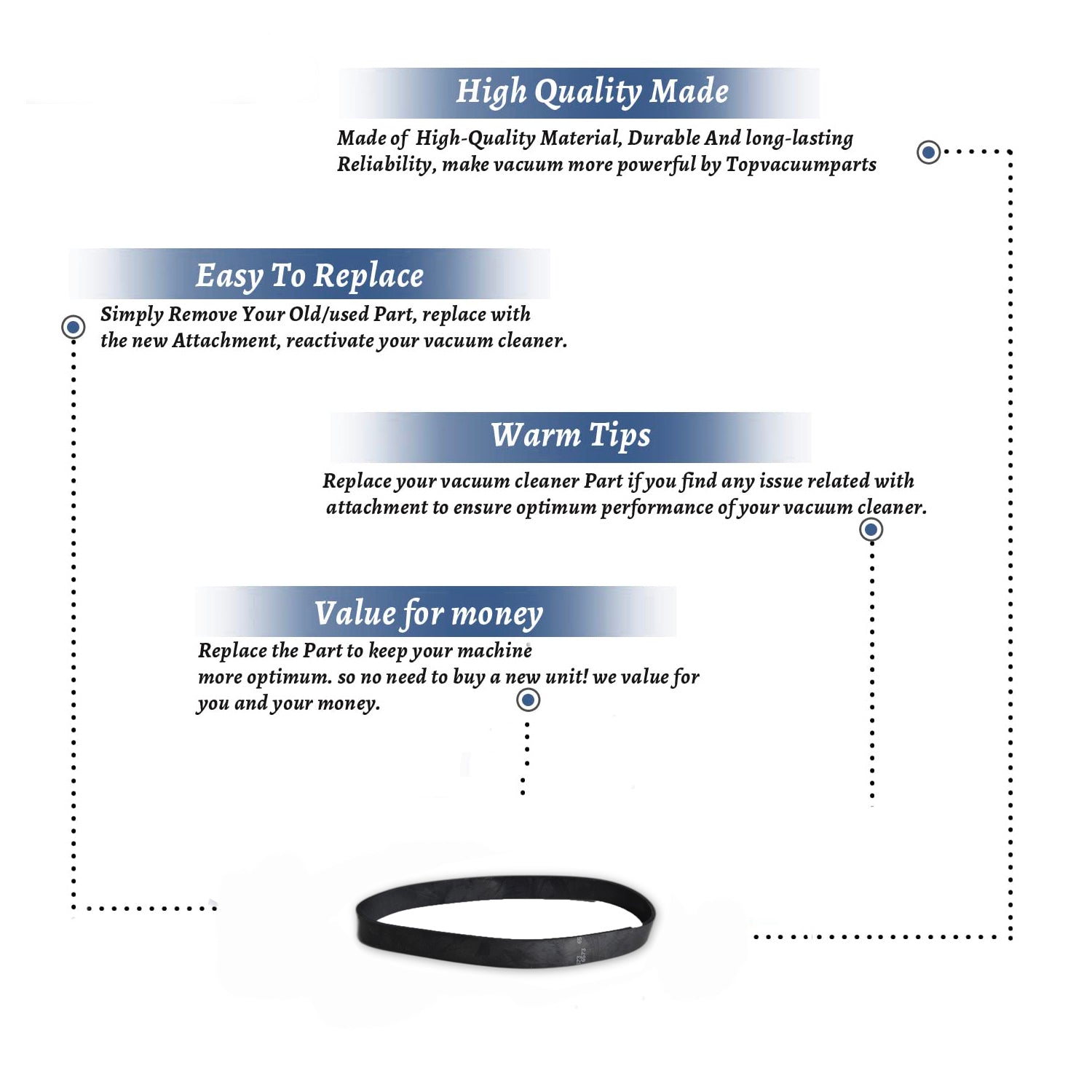 Topvacuumparts Replacement Part For Sharp Twin Energy Upright Vacuum Cleaner Belts Replaces BU-3, 4 Pack # compare to part 12523