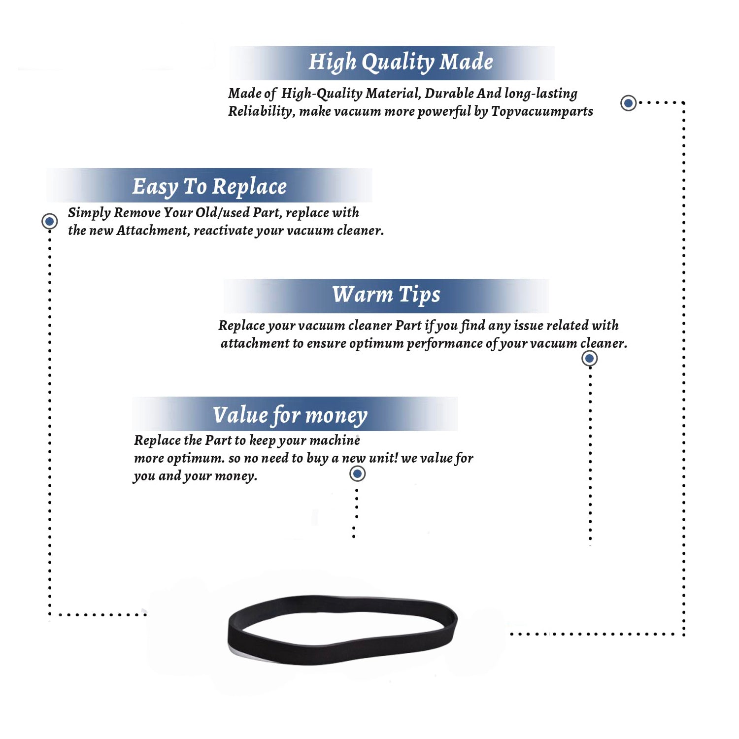 Topvacuumparts Replacement Part for Riccar Vacuum Cleaner Belts (7 Pack) # Compare to Part 9.104