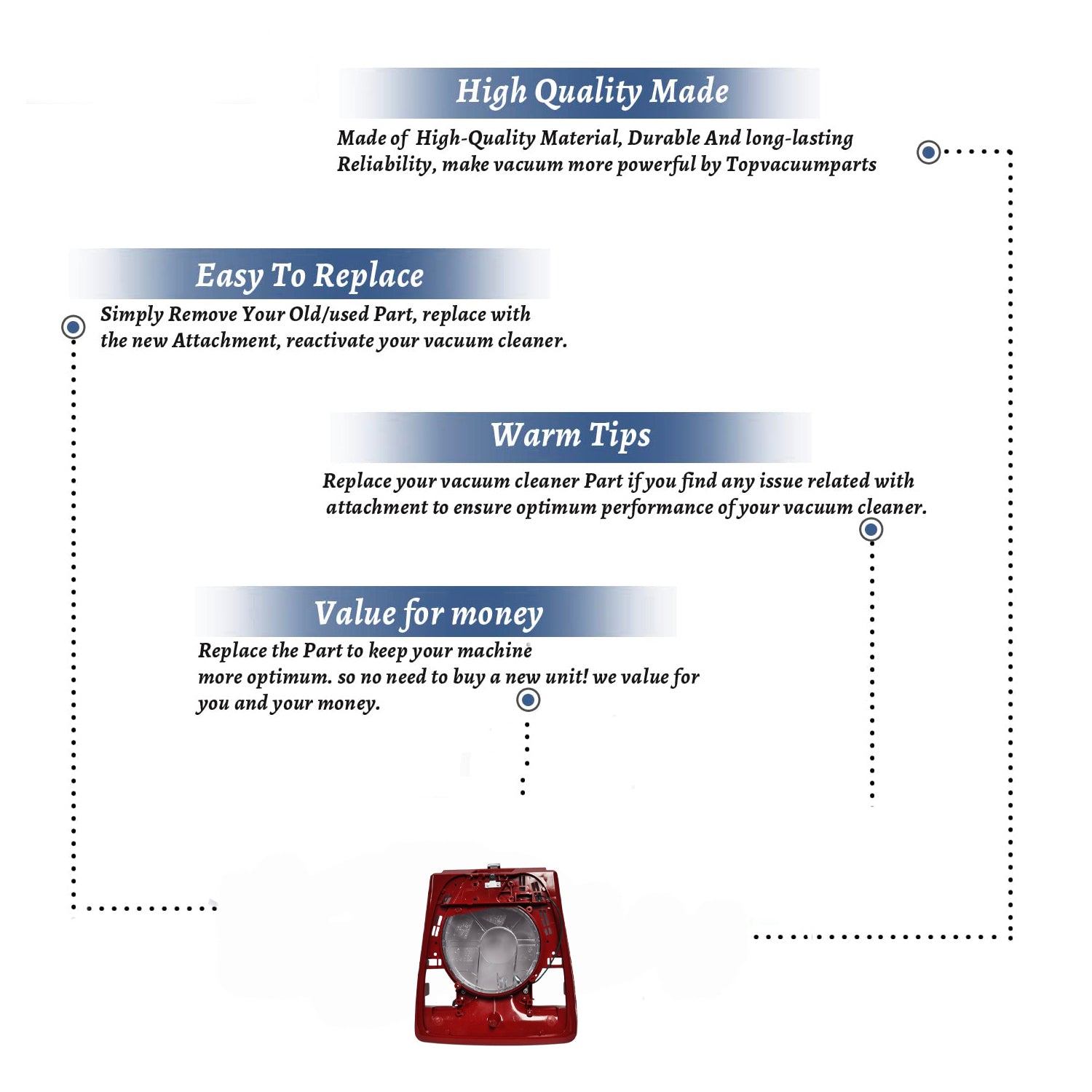 Topvacuumparts Replacement Part For Sanitaire Quick Cleane 12 Inch Red Base with Outer Wheels Latch # compare to part 5572618