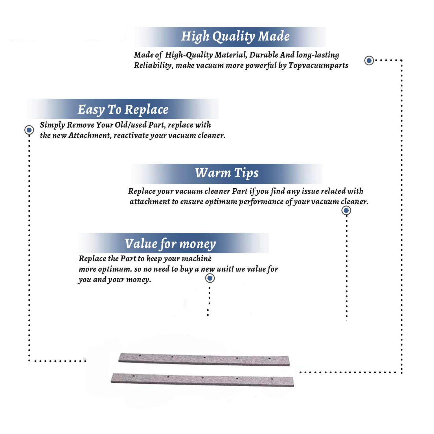 Topvacuumparts Replacement Part For Fit All(2PK) 1 1/2 Felt Blade Tool # compare to part 532FPK