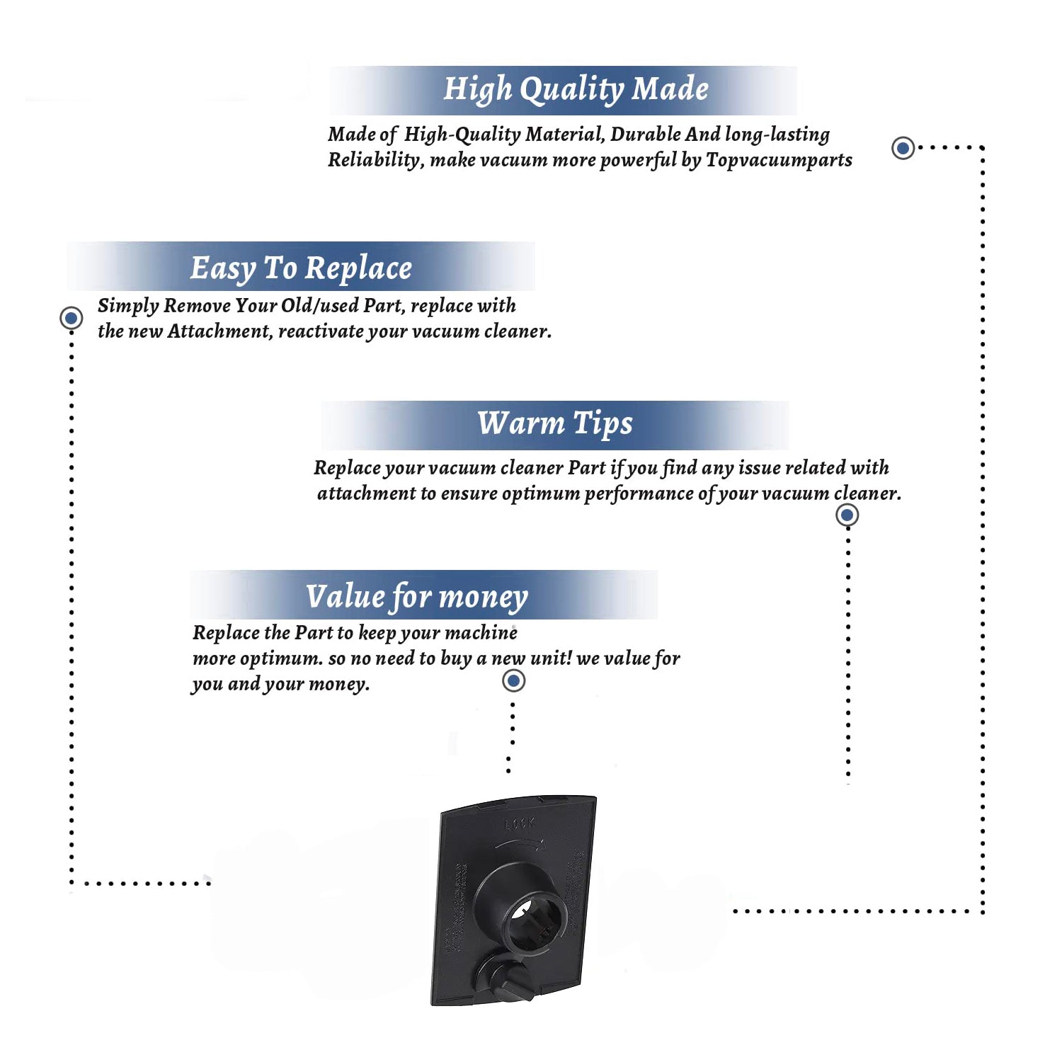 Topvacuumparts Replacement Part For Oreck Upright Vacuum Claner Black Cover with Knob # compare to part 430000912