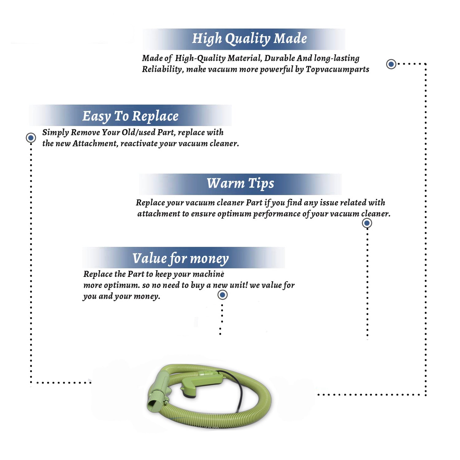 Topvacuumparts Replacement Part For Bissell 1400 Series, Little Green Vacuum Cleaner Hose # compare to part 2037152