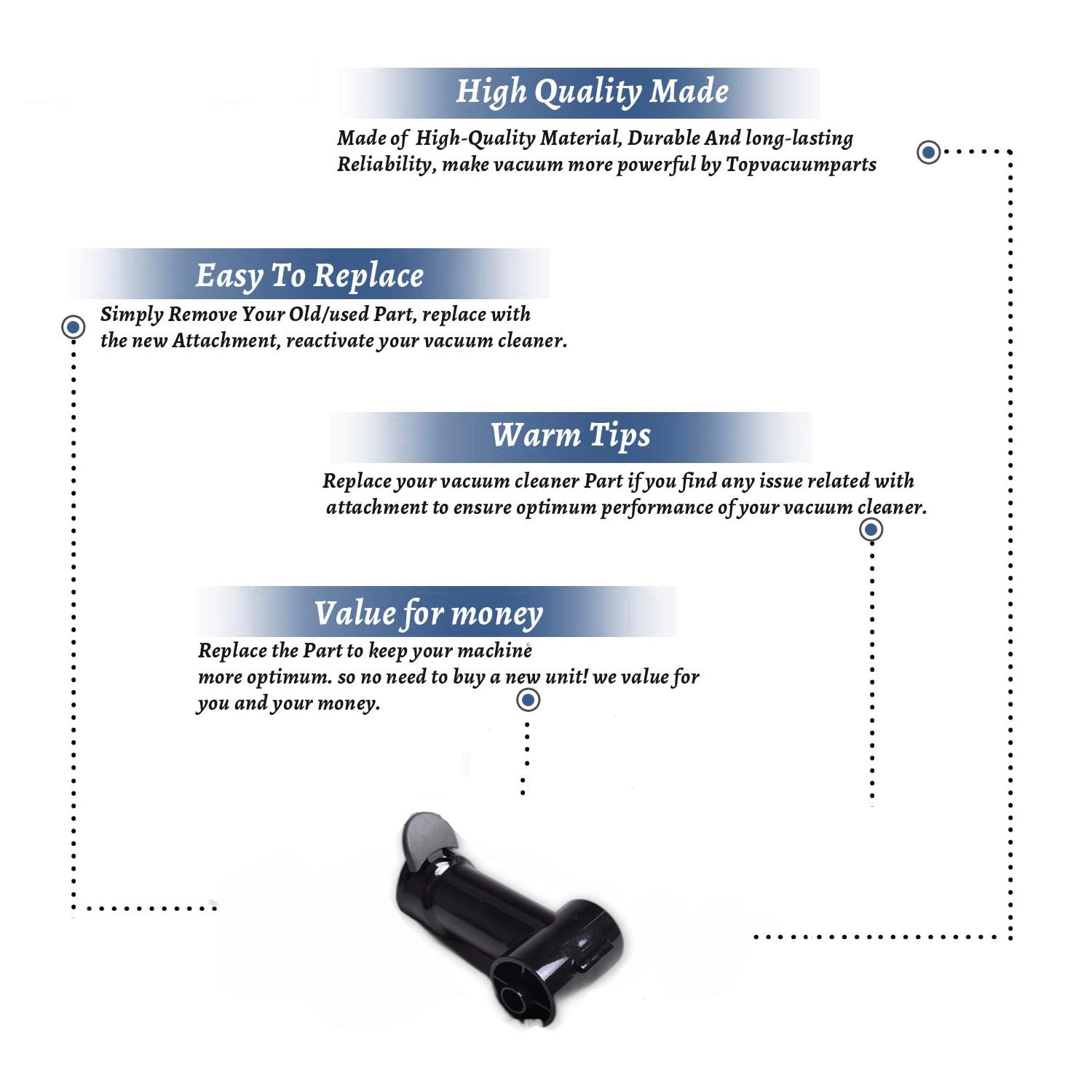 Topvacuumparts Replacement Part For Turbo-Cat Air Driven Vacuum Cleaner Black Power Nozzle Elbow # compare to part 8423-01