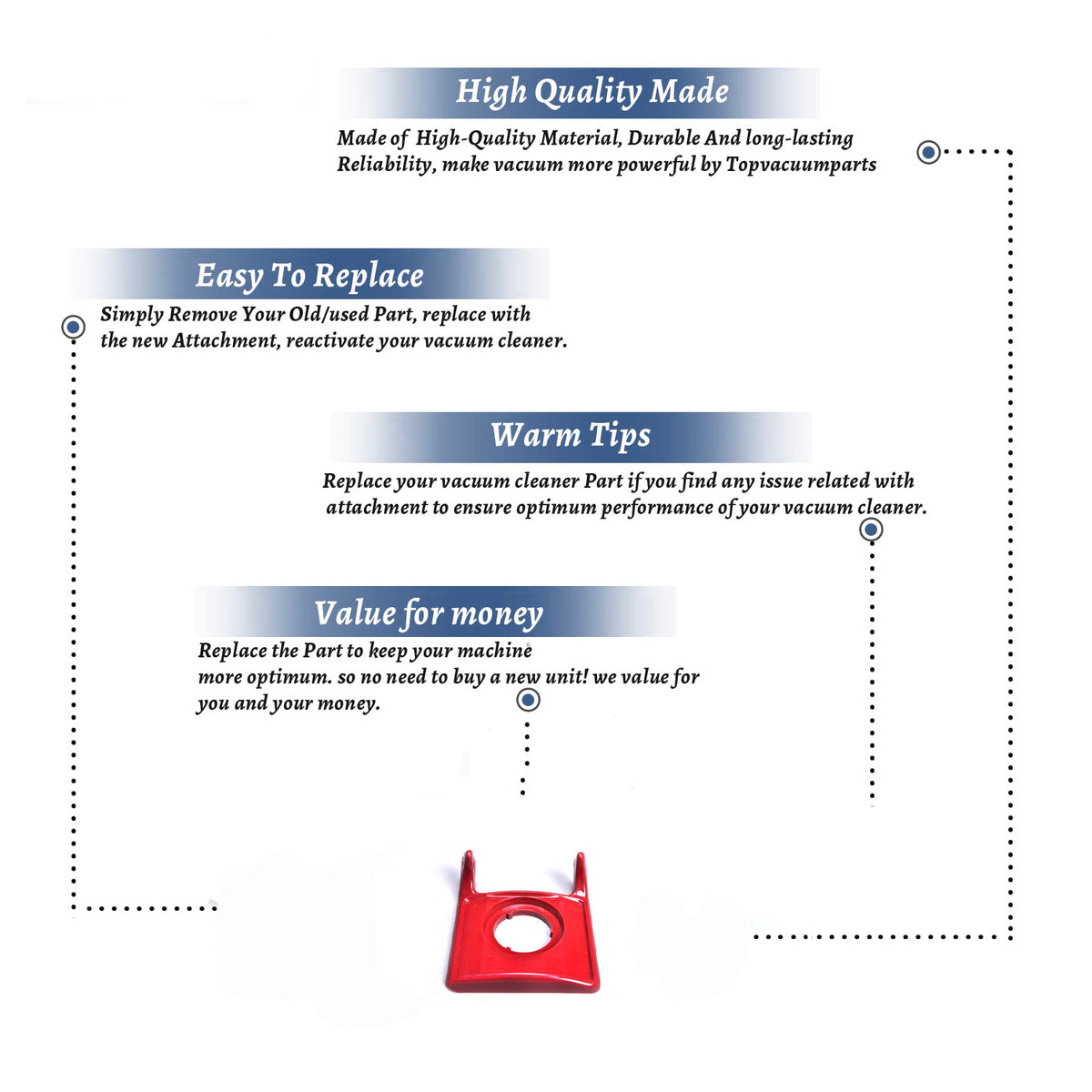 Topvacuumparts Replacement Part for Kirby Vacuum Cleaner Red Plastic Belt Lifter Main Body Part # Compare to Part 144076