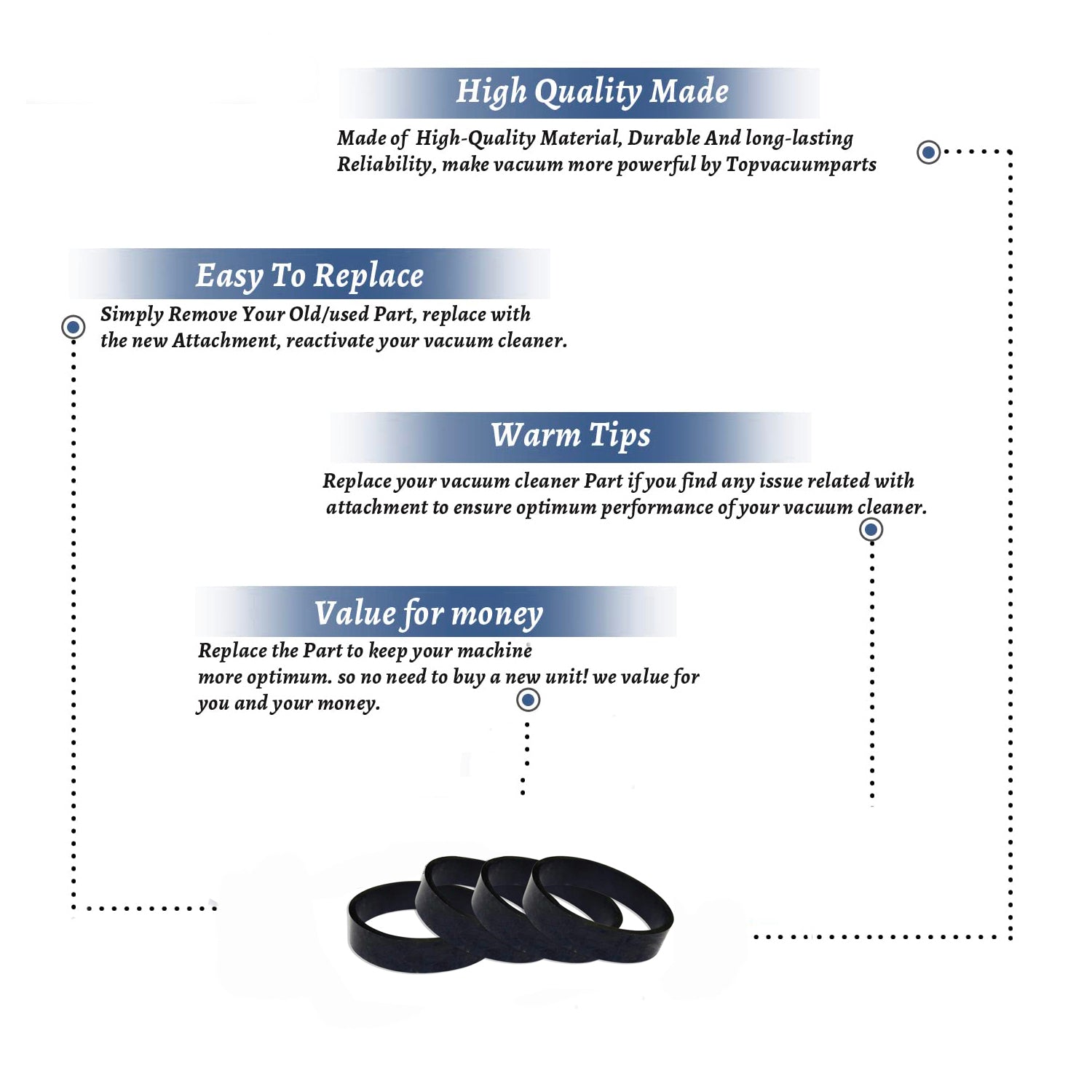 Topvacuumparts Vacuum Belt Replacement for Kirby, Belt Compatible with Sentria Series, Avalir 2, G3 G4 G5 G6 (4 Pack)