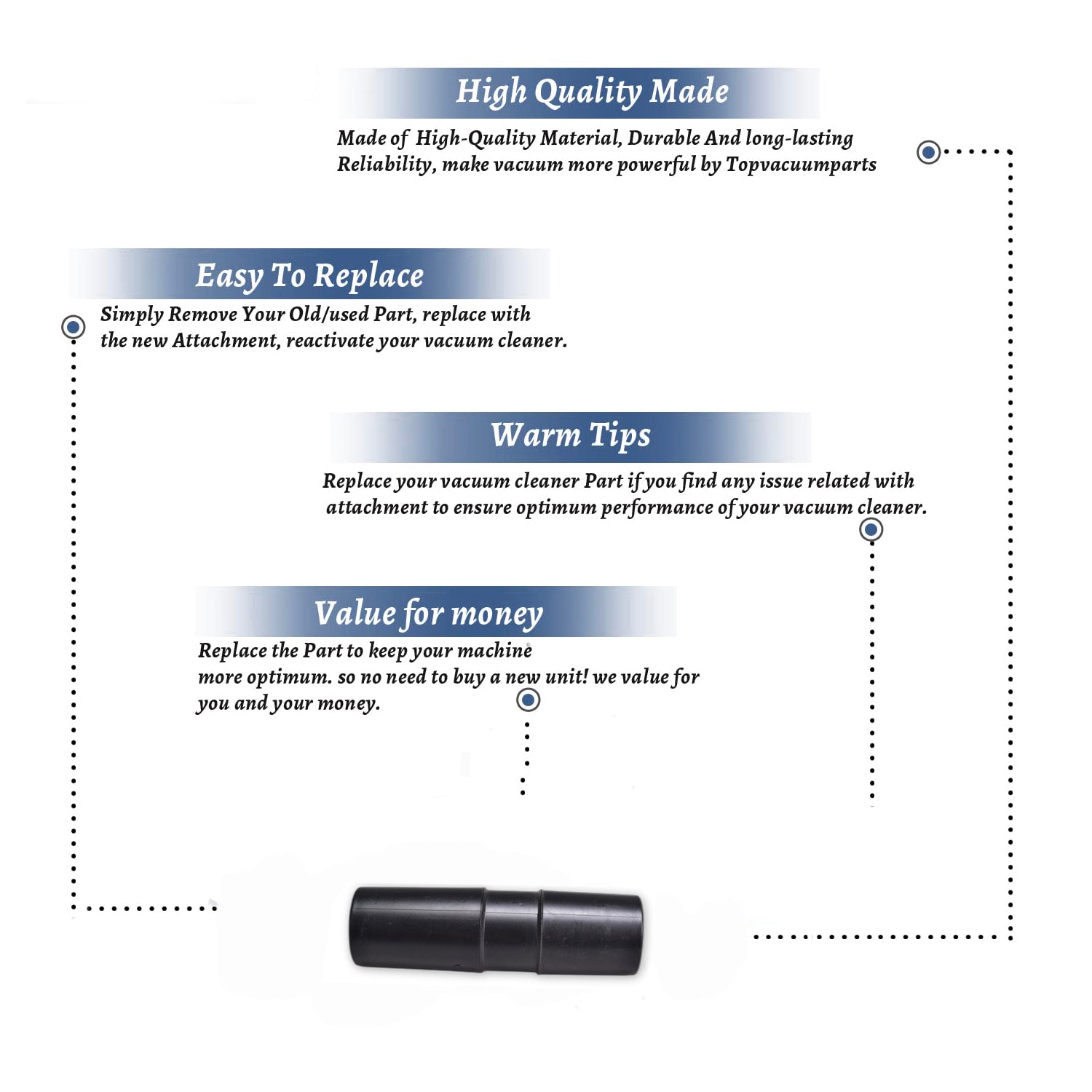 Topvacuumparts Replacement Part For Vacuum Cleaner Adapter Tube # compare to part 59-1000-01