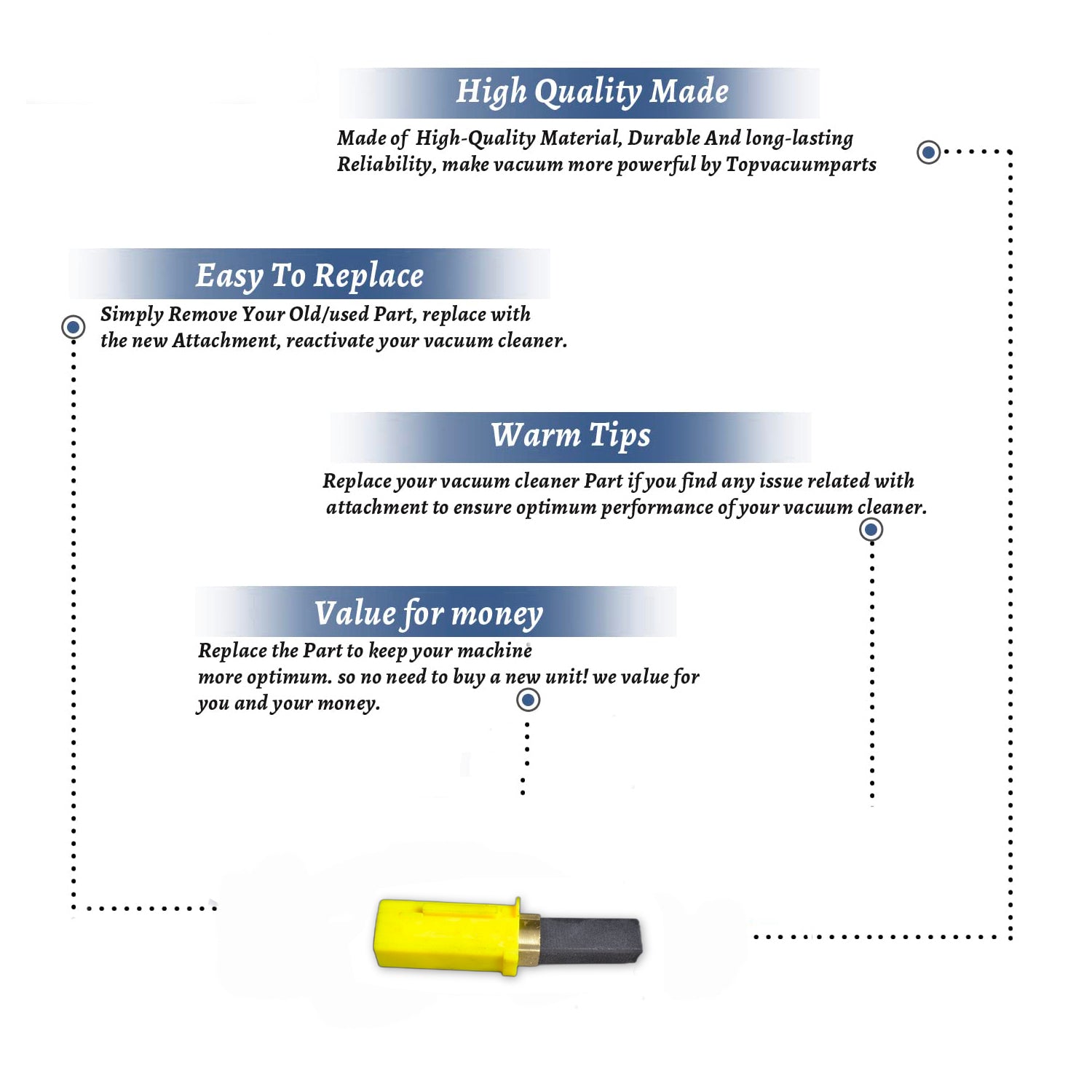 Topvacuumparts Replacement Part For Ametek Vacuum Cleaner Yellow Winged Rapid Groom 21217H Carbon Brush # compare to part 33392-9
