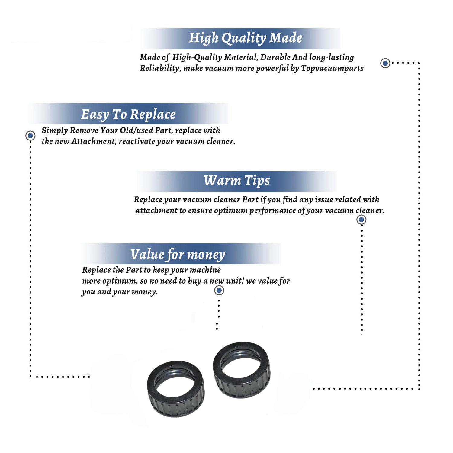 Topvacuumparts (2) Replacement Part For Eureka, Sanitaire Vacuum Wand Nut And Snap Ring # compare to part B352-3900N