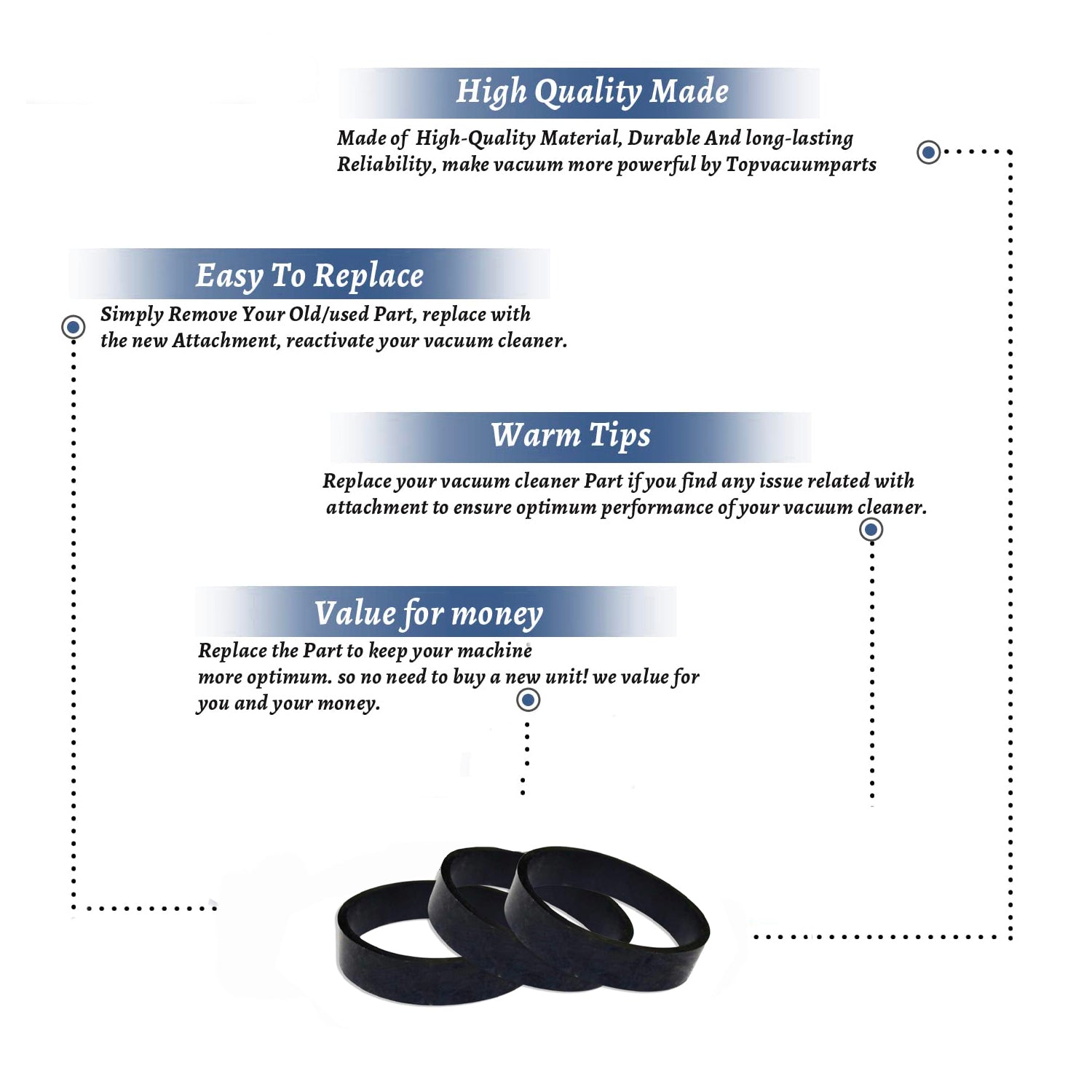 Topvacuumparts Replacemrnt for Kirby Vacuum 3 Belt |Compatible with All Kirby Upright Vacuum Models