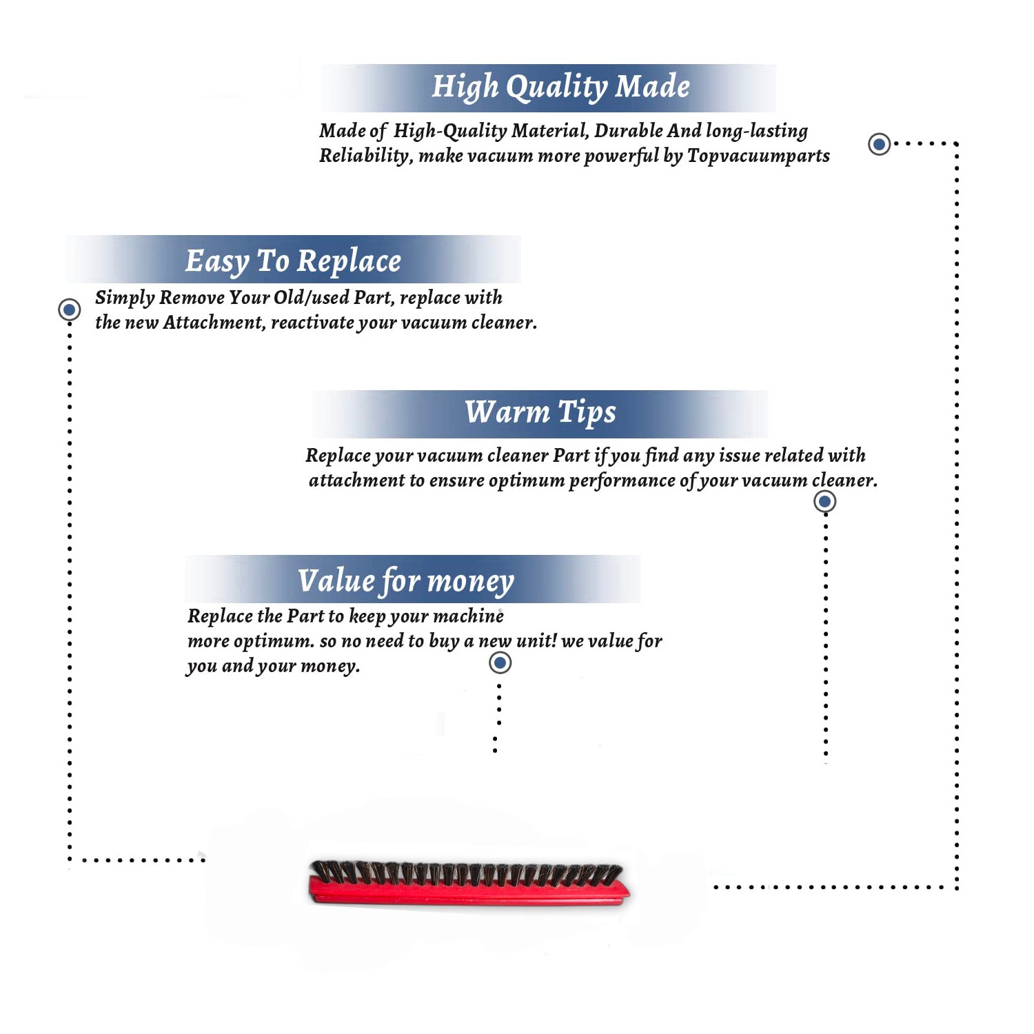 Topvacuumparts Replacement Part For Fuller Brush FB HD2T Vacuum Cleaner Brushroll Brush Inserts # compare to part 10.116