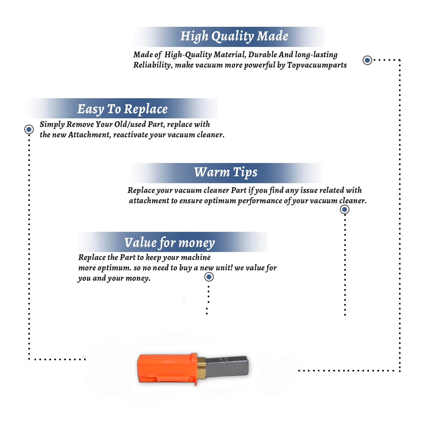 Topvacuumparts Replacement Part For Ametek 115-923 Vacuum Cleaner Orange Holder Lamb Carbon Brush # compare to part 33392-17