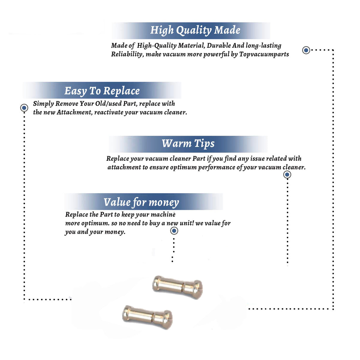 Topvacuumparts Replacement Part for Upright Handle 2 Nut and Bolt # Compare to Part 20-6400-05