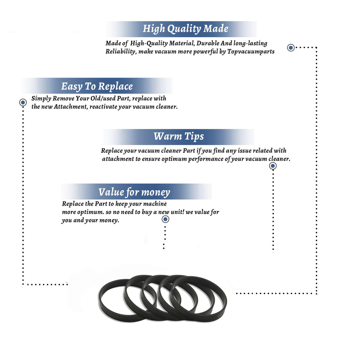 Topvacuumparts Replacement for Hoover Power Drive Dial A Matic & Concept Power Drive Belt (5 Belts)