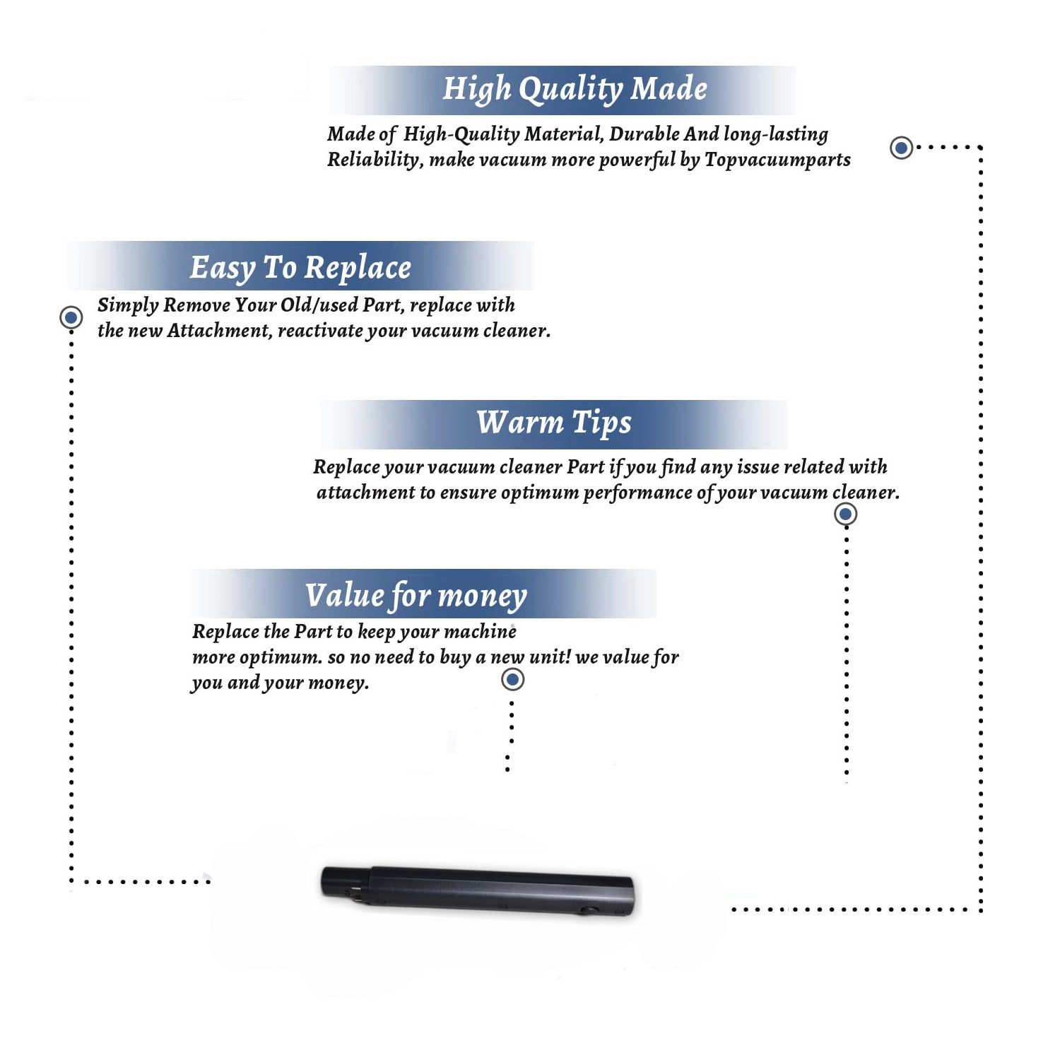 Topvacuumparts Replacement Part For Compact, Exl, Mg1 Vacuum Cleaner Black Plastic Wand W/Latch # compare to part 70897