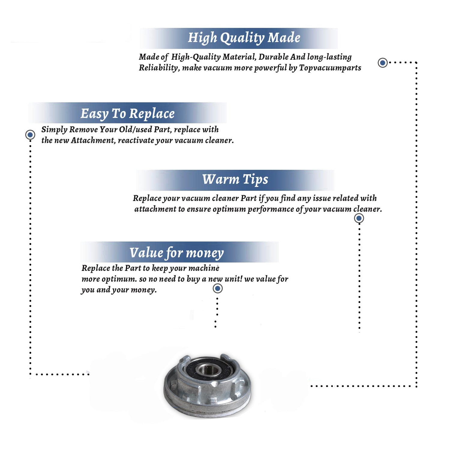 Topvacuumparts Replacement Part For Eureka, Sanitaire VGII, Powr-Flite Vacuum Cleaner Ball Bearing & Seat # compare to part 54256A-1