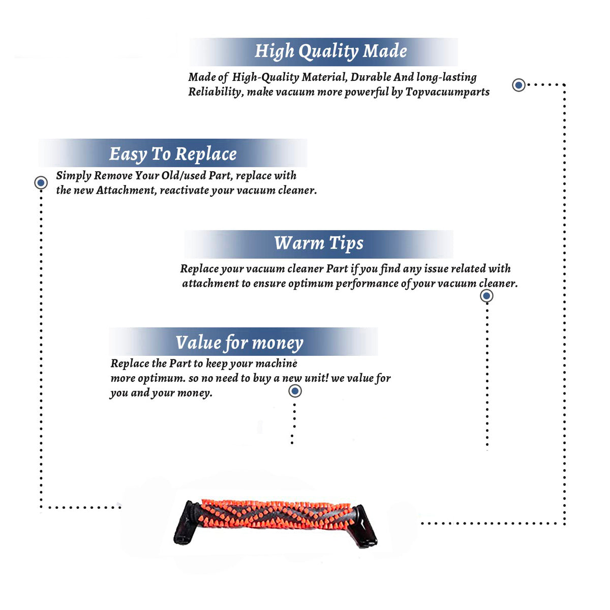 Topvacuumparts Replacement Part For Bissell Brush Roll for 16977, 1697, 16973, 1697A, 1697M, 1697Q, 1697R Vac Models # compare to part 2101128