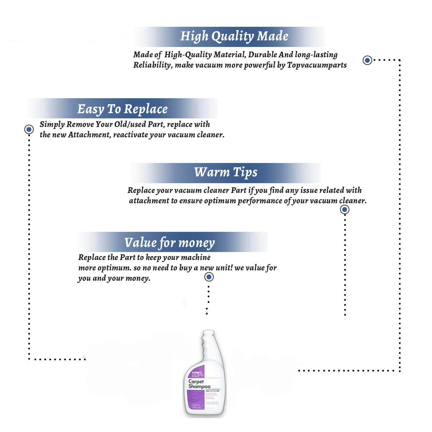 Topvacuumparts Replacement Part For Kirby Vacuum Cleaner 32 oz Carpet Shampoo # Compare To part 252703S