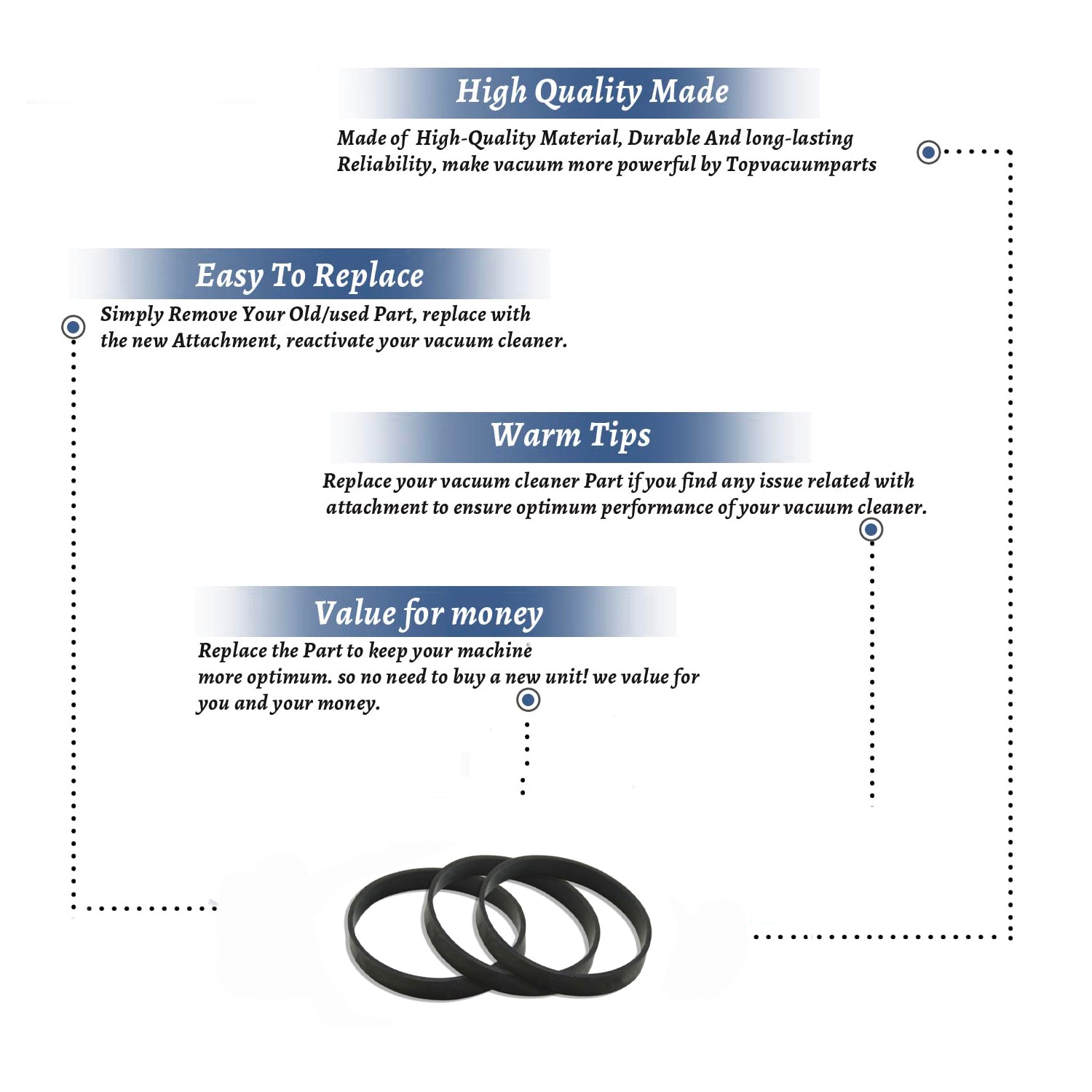 Topvacuumparts Replacement for Hoover Power Drive Dial A Matic & Concept Power Drive Belt (3 Belts)
