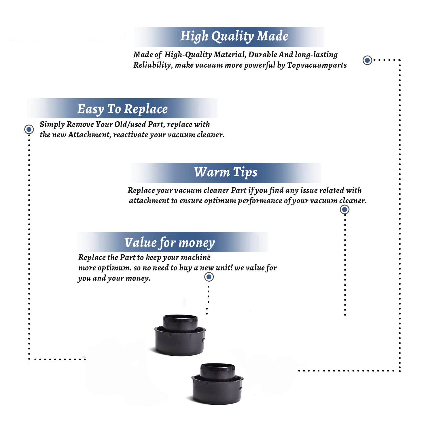 Topvacuumparts Replacement Part For Eureka Extension Tube, 3670 Mighty-Mite Vacuum (2 Tube) # compare to part 27964-119N