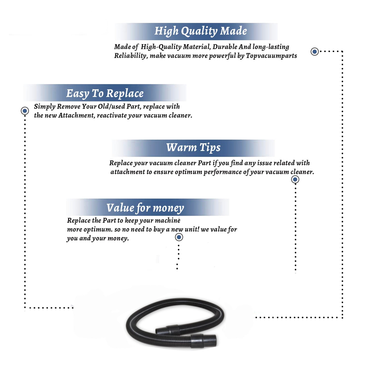 Topvacuumparts Replacement Part For Hoover Cordless Backpack Vac Models CH93619 Hose. # compare to part 440013739