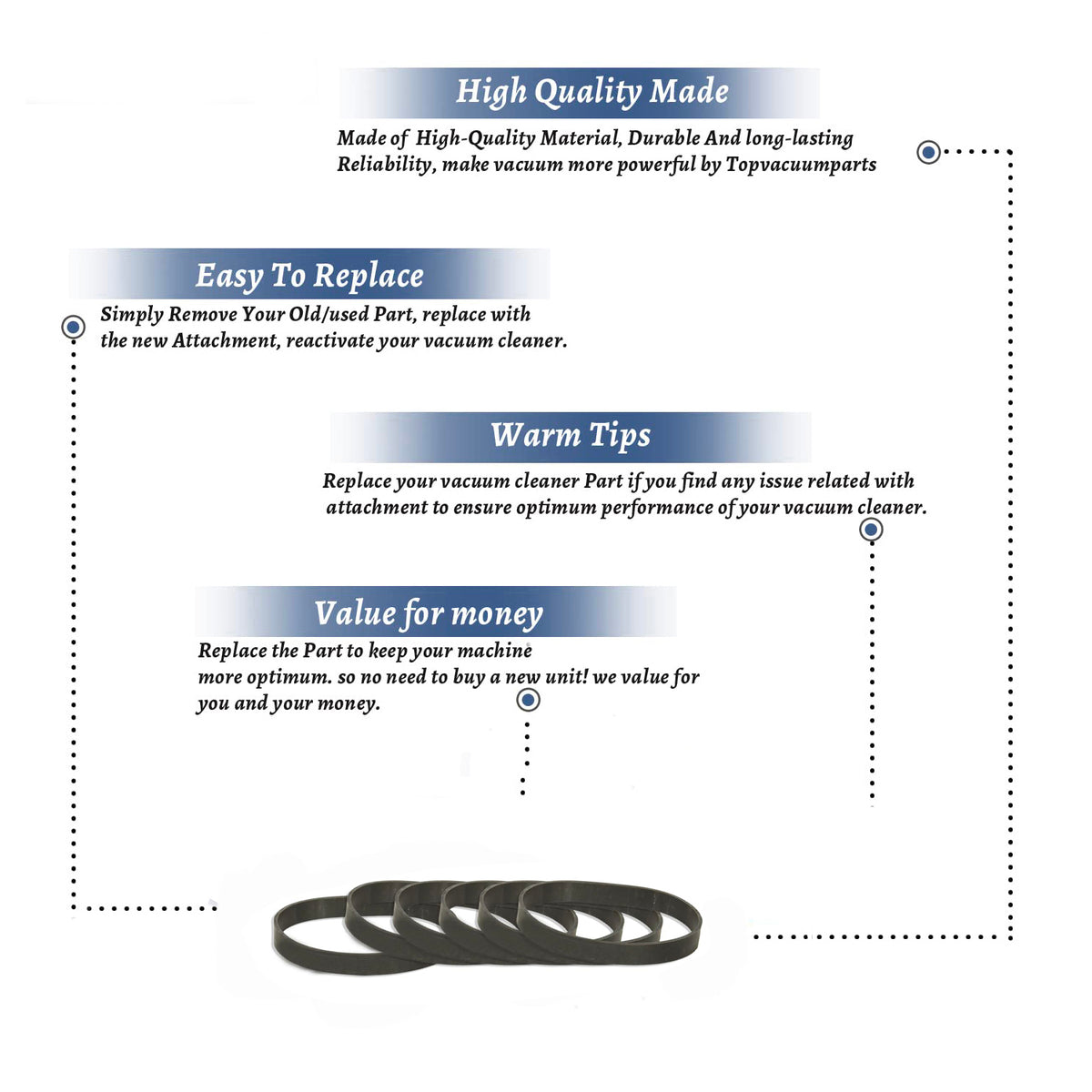 Topvacuumparts Replacement Belts for Hoover Elite Upright Vacuum Cleaner (6 Belts)