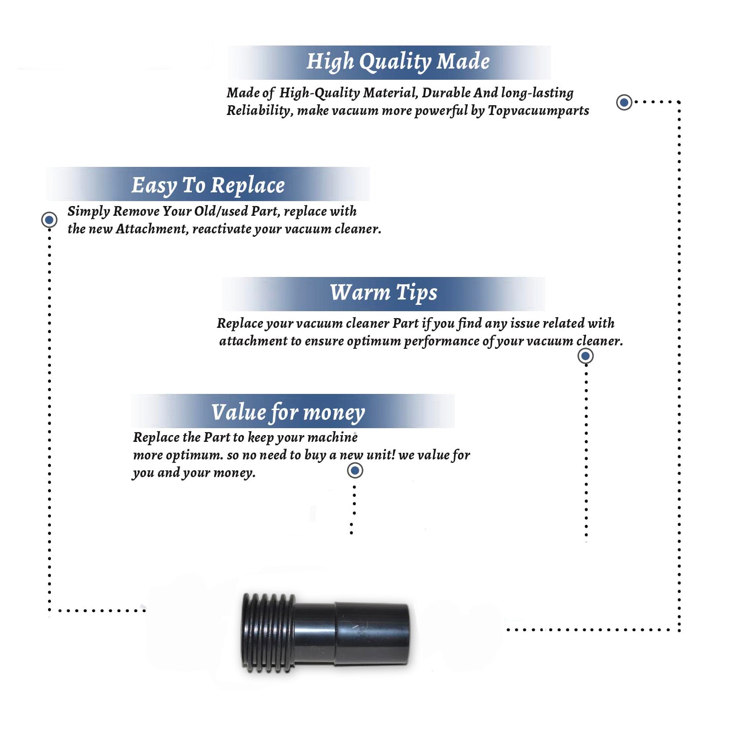 Topvacuumparts Replacement Part For Hide-A-Hose 1 1/4 Vacuum Cleanar Threaded Adapter # compare to part HS502217
