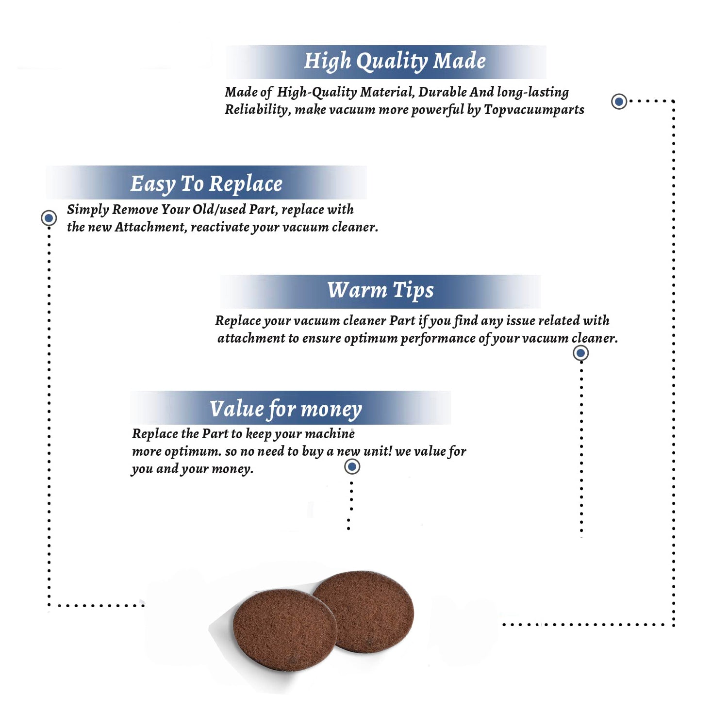 Topvacuumparts Replacement Part For Oreck 2 Scrub Pads, Orbiter Brown # compare to part 437-049