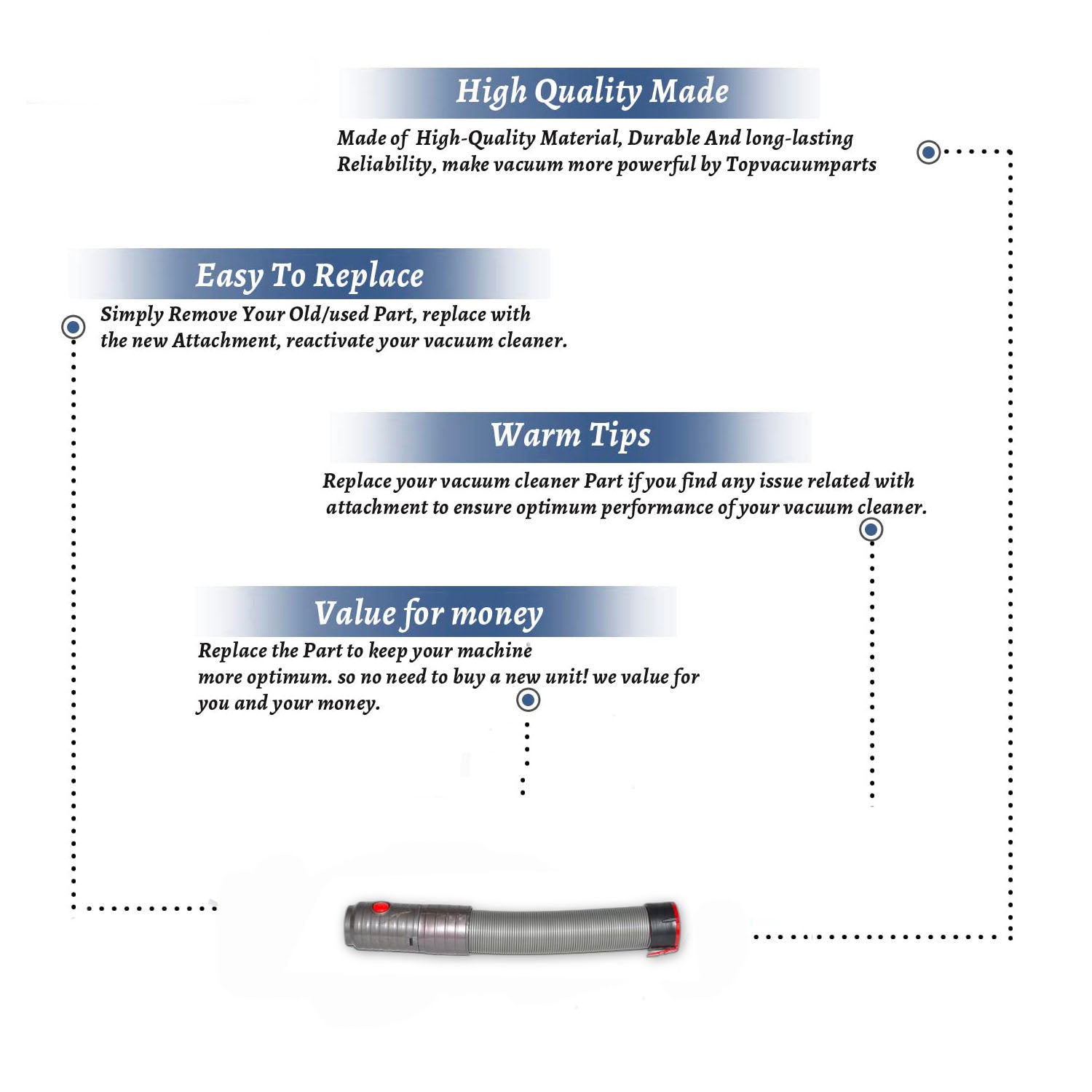 Topvacuumparts Replacement Part For Dyson DC50, DC50i Bagless Upright Vacuum Cleaner Hose Assembly # compare to part 10-1128-03