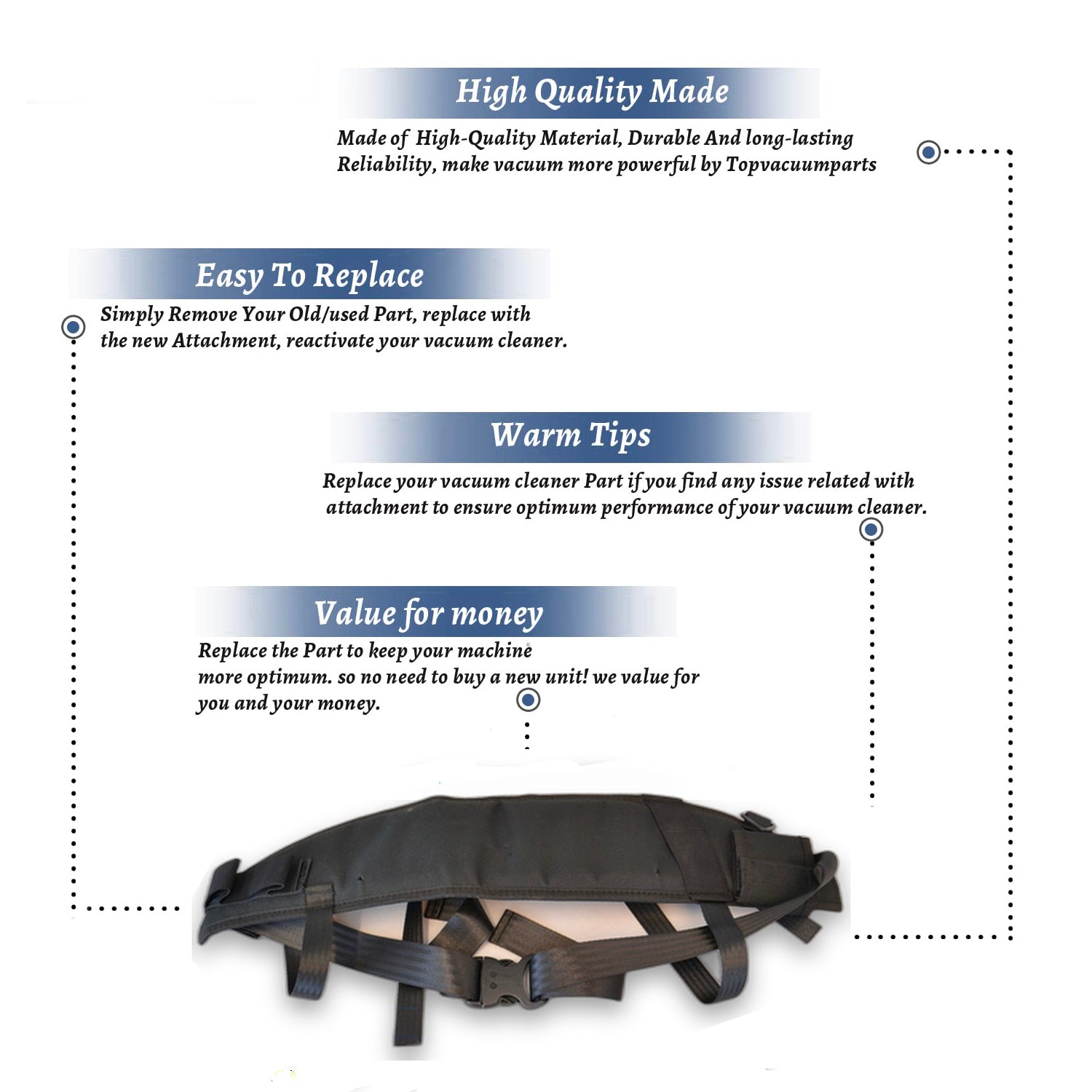 Topvacuumparts Replacement Part For Proteam Pro Vac Back Pack Vacuum Cleaner Waist Belt # 100359