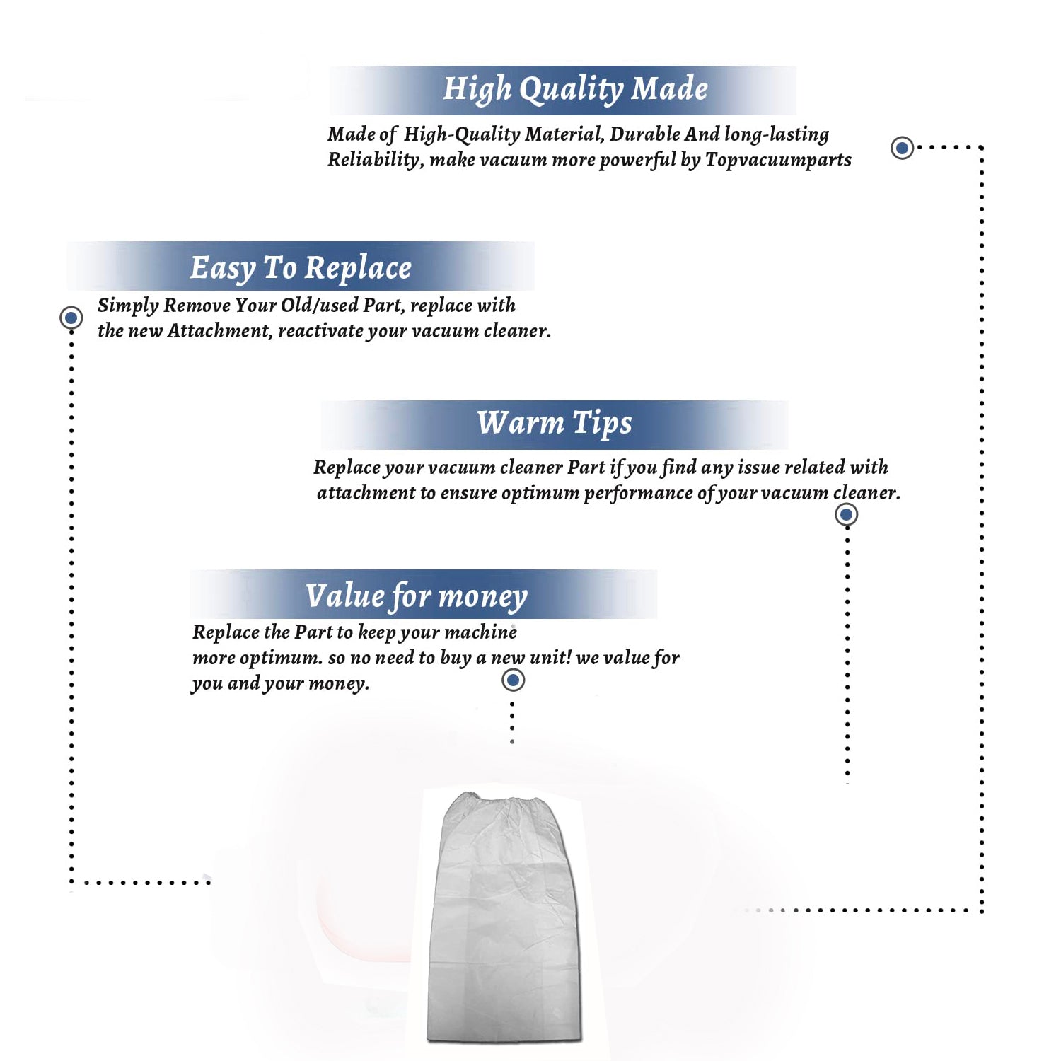 Topvacuumparts Replacement Part For modern day Morden Day Central Vac 12 Gallon Vacuum Cleaner Elastic Band Paper Bags 3PK # compare to part 720HF 5