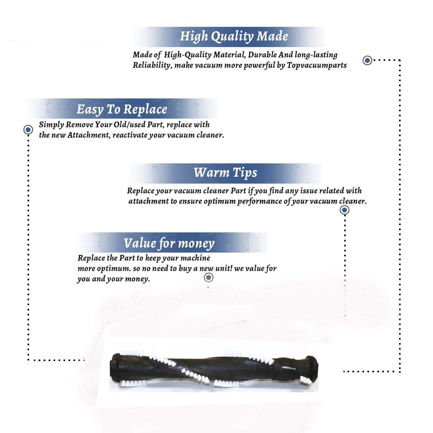 Topvacuumparts Replacement Part For Hoover Brushroll CH53010, UH70100, UH70105 Pet Vac # compare to part 303202001