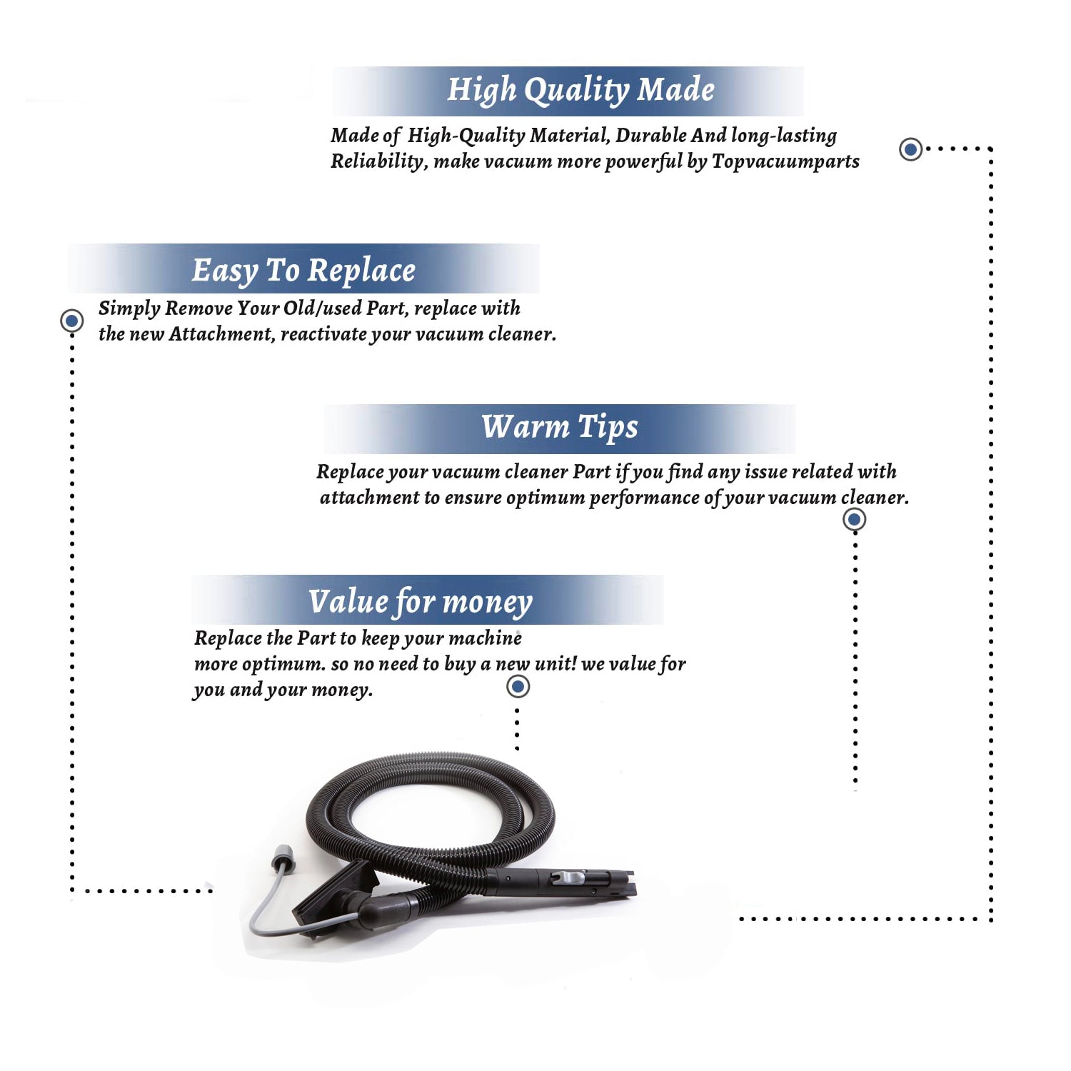 Topvacuumparts Replacement For Hoover F5831, F5912 Vacuum Cleaner SteamVac Hose Assembly # Compare to Part 440007181