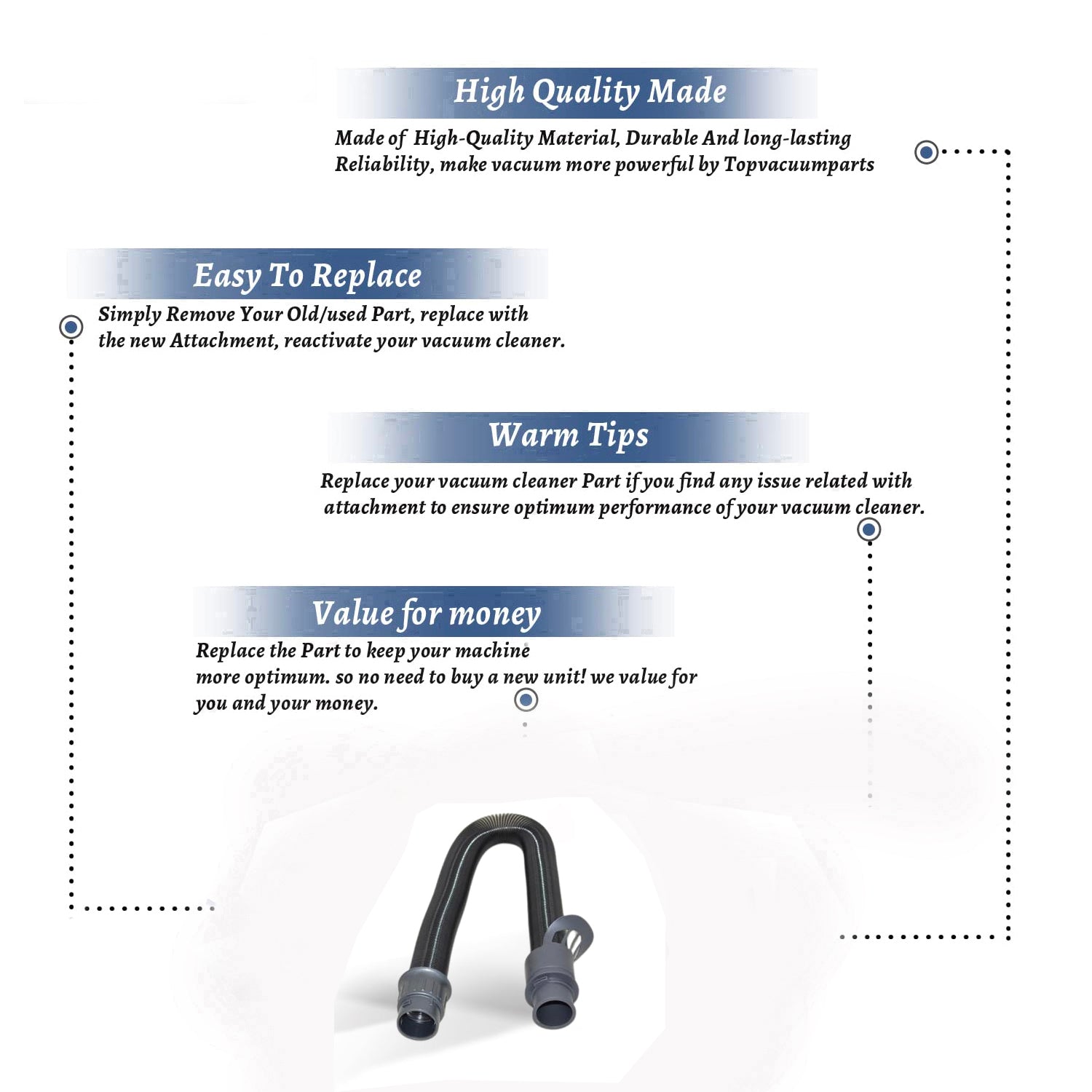 Topvacuumparts Replacement Part For Bissell 3059 CleanView Pet Lift-Off Vacuum Hose # Compare to part 1625647