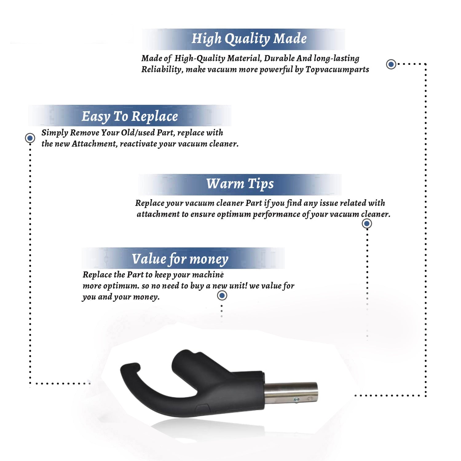 Topvacuumparts Replacement Part For Hide A Hose HS302190 Vacuum Cleaner Ready Grip Direct Connect Handle
