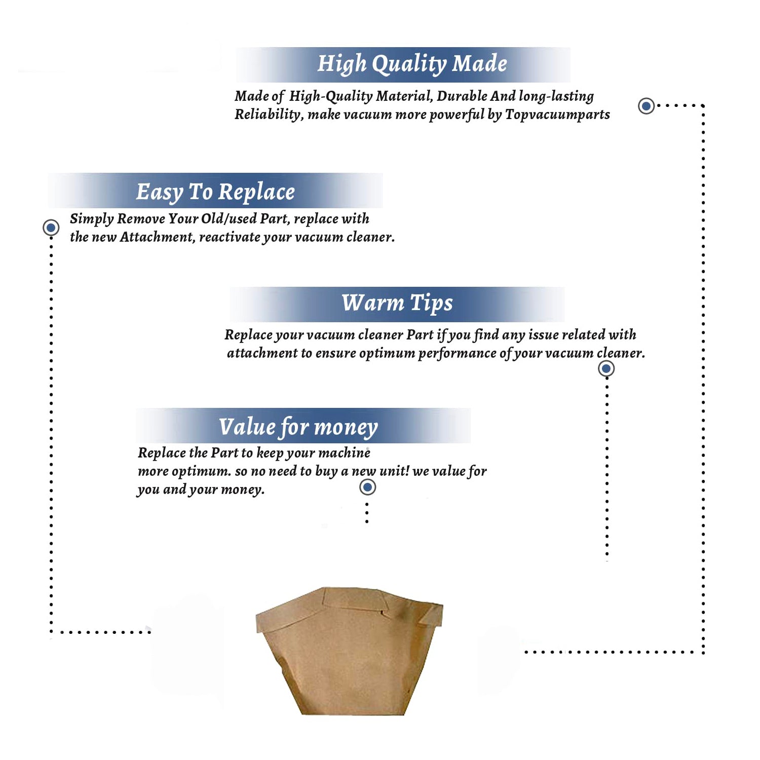 Topvacuumparts (3) Type-BP Vacuum Paper Bags Replacement Part For Hoover C2401, RY4001 Shoulder Vac Backpack Models # Compare to Part 1KE2103000