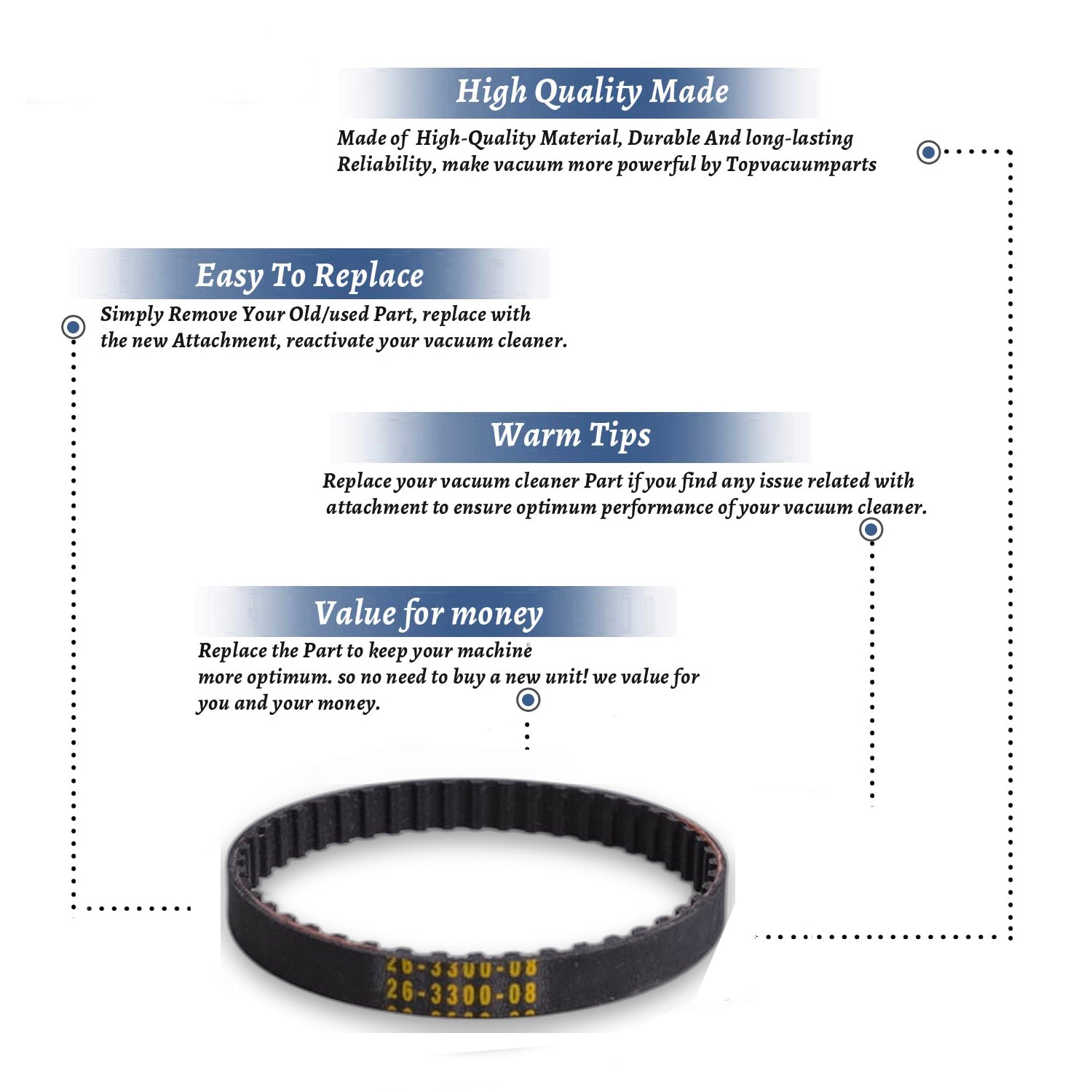 Topvacuumparts Replacement Part For Fits For Electrolux Vacuum Cleaner Power Nozzle Geared Belt # 26-3300-08