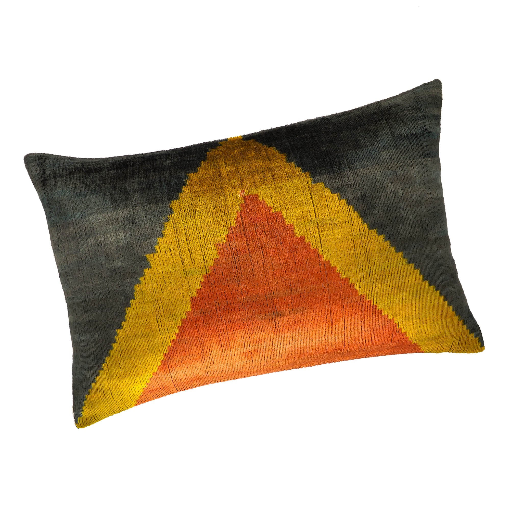 Pyramid Silk Velvet Ikat Throw Pillow Cover, 16 x 24