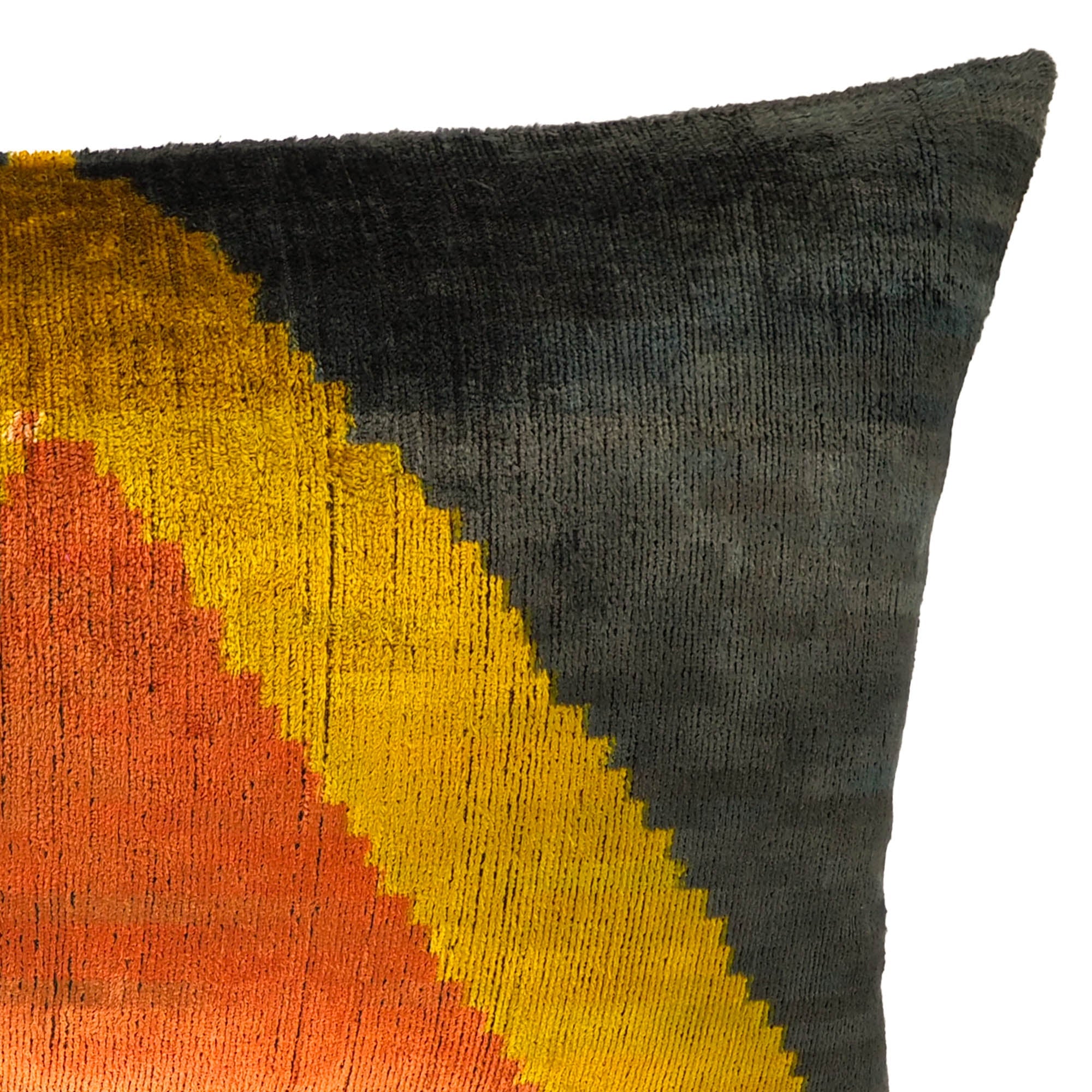 Pyramid Silk Velvet Ikat Throw Pillow Cover, 16 x 24