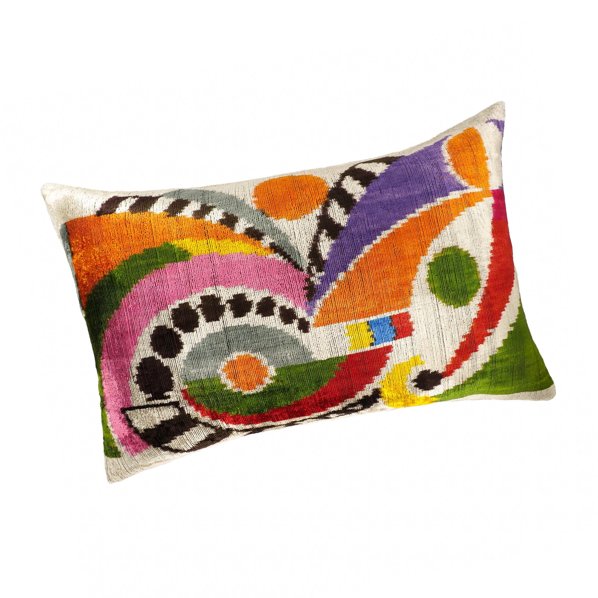 Ra Silk Velvet Ikat Throw Pillow Cover, 16 x 24