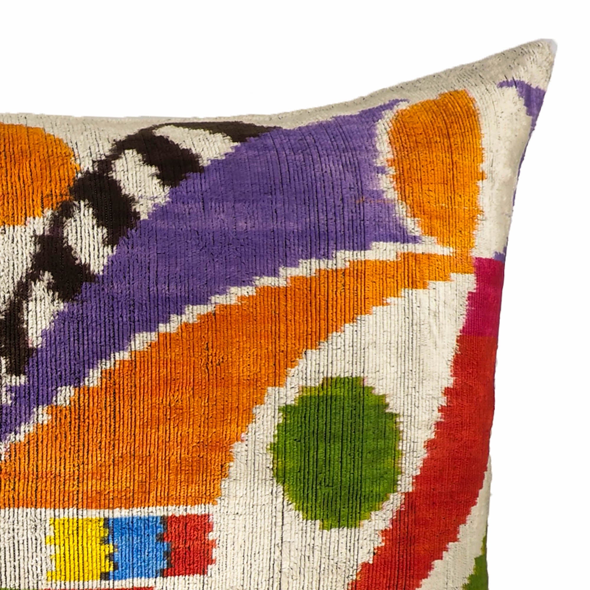 Ra Silk Velvet Ikat Throw Pillow Cover, 16 x 24