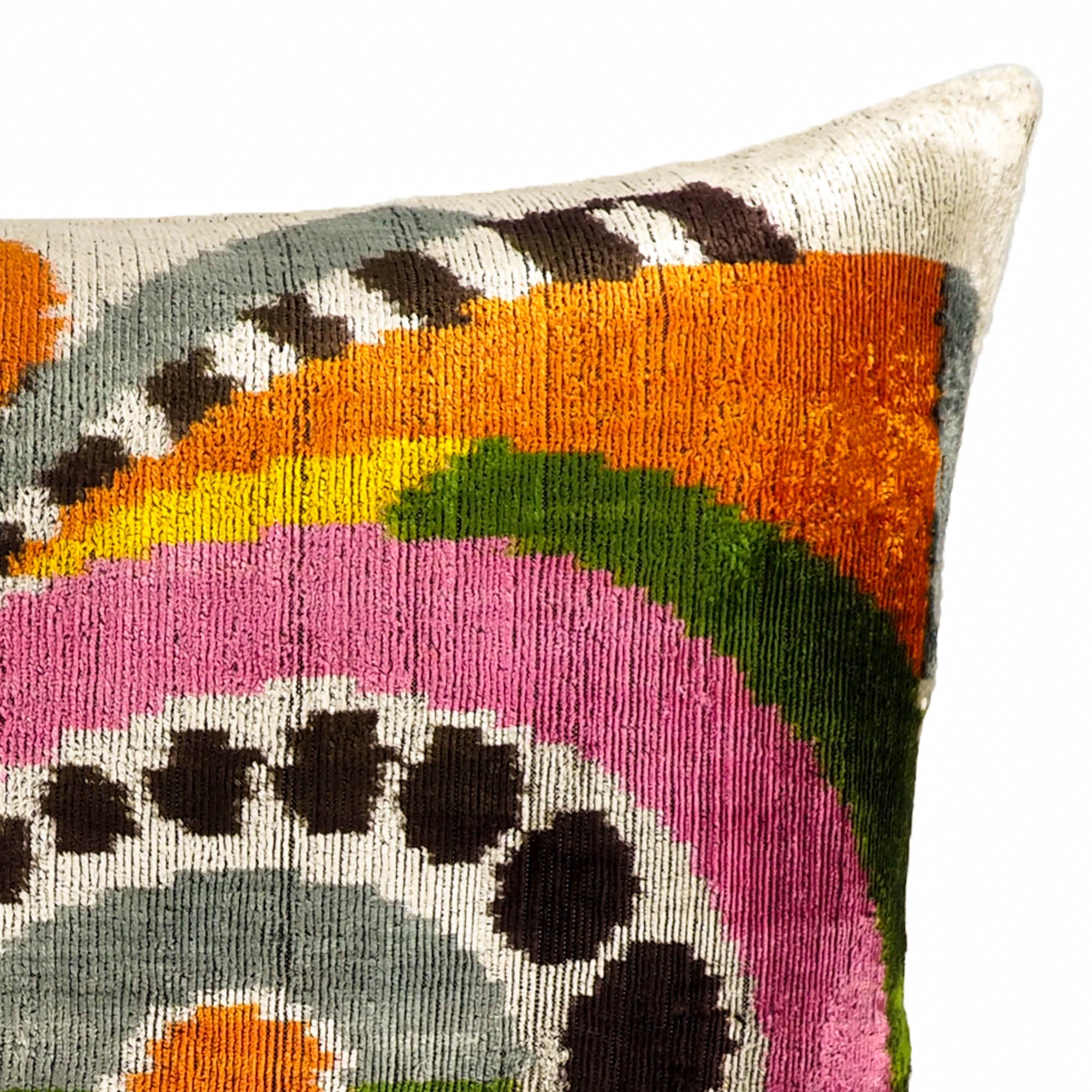 Ra Silk Velvet Ikat Throw Pillow Cover, 16 x 24