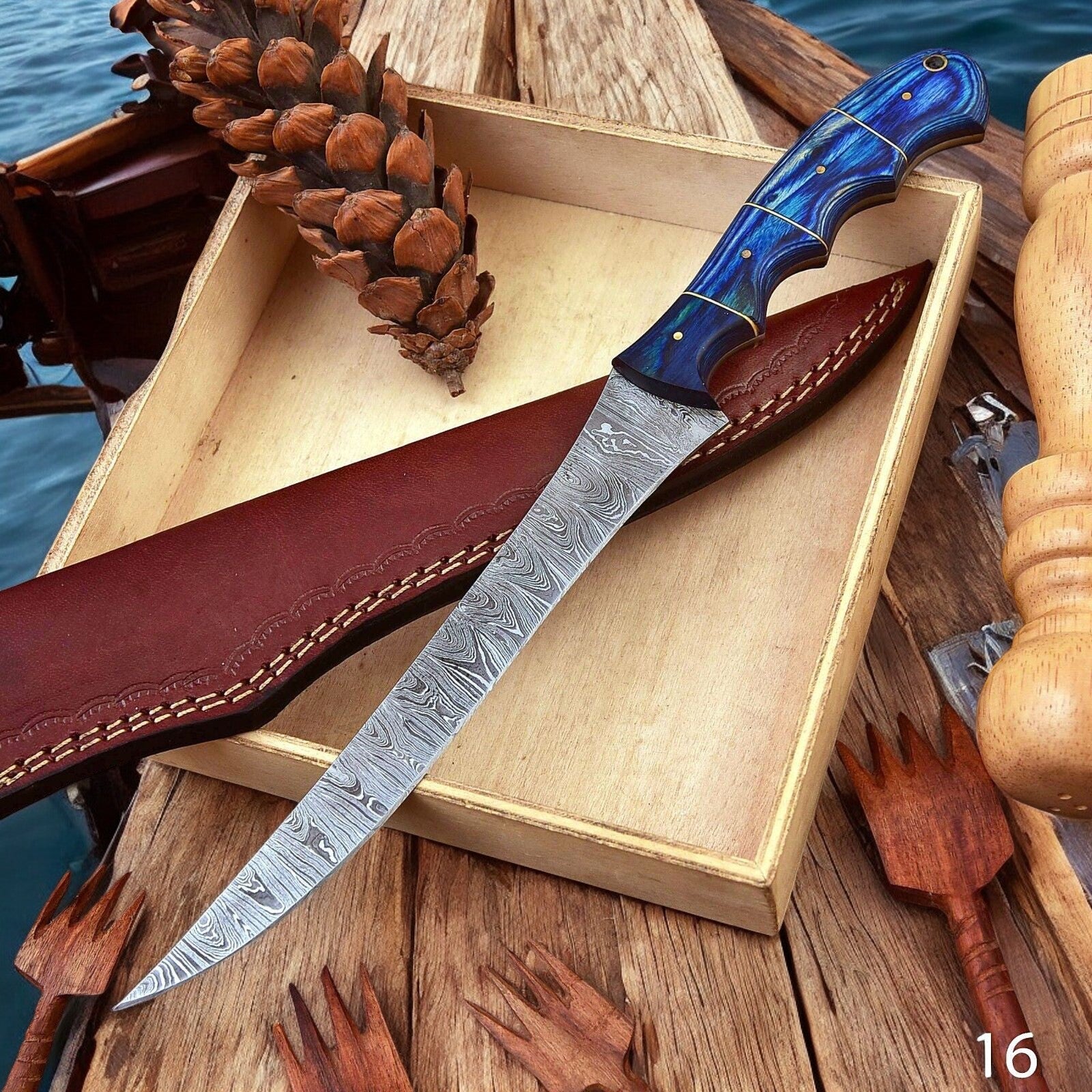 Custom Handmade Damascus Fillet Knife – 12