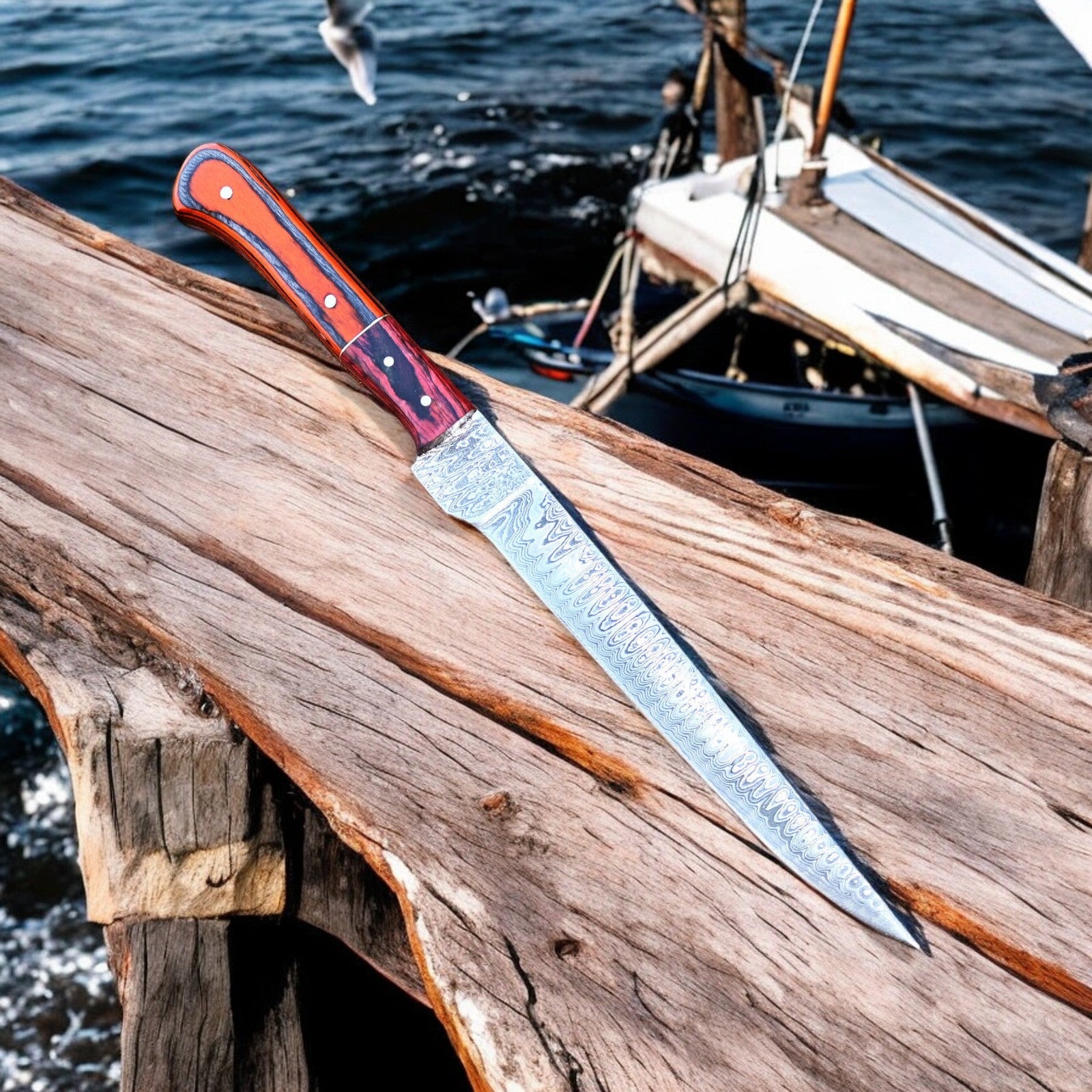 Custom Handmade Damascus Fillet Knife – 12